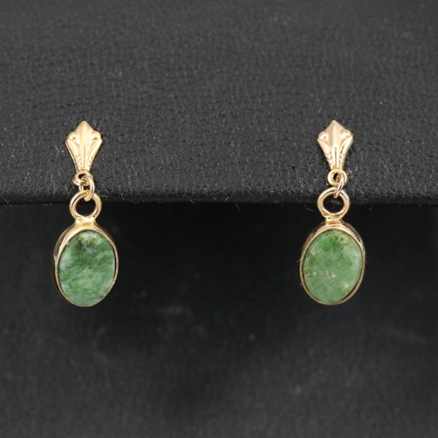 14K Nephrite Stud Earrings