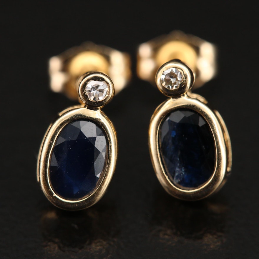 14K Sapphire and Diamond Earrings