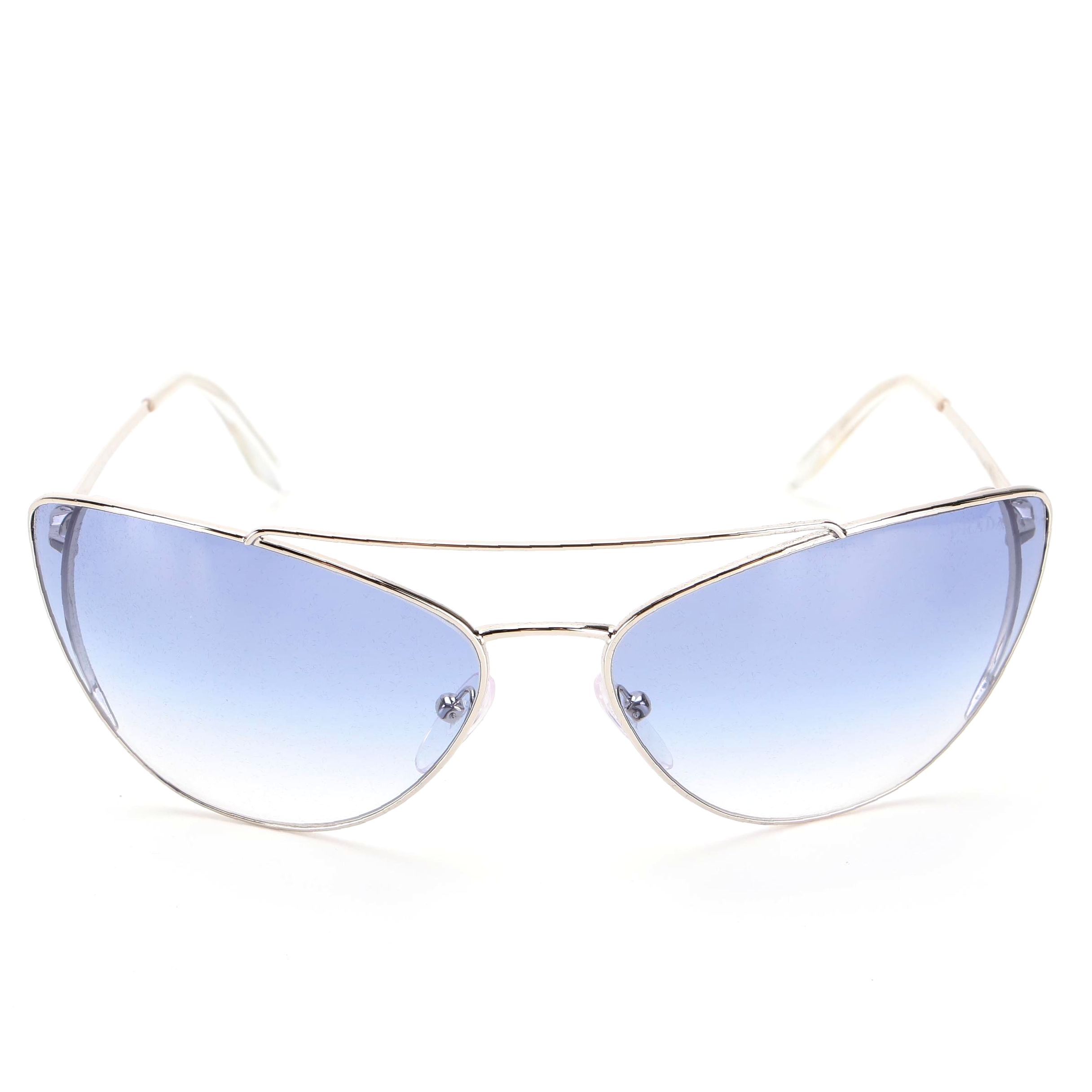 Prada Blue Gradient Modified Cat Eye Aviator Sunglasses with Case and Box