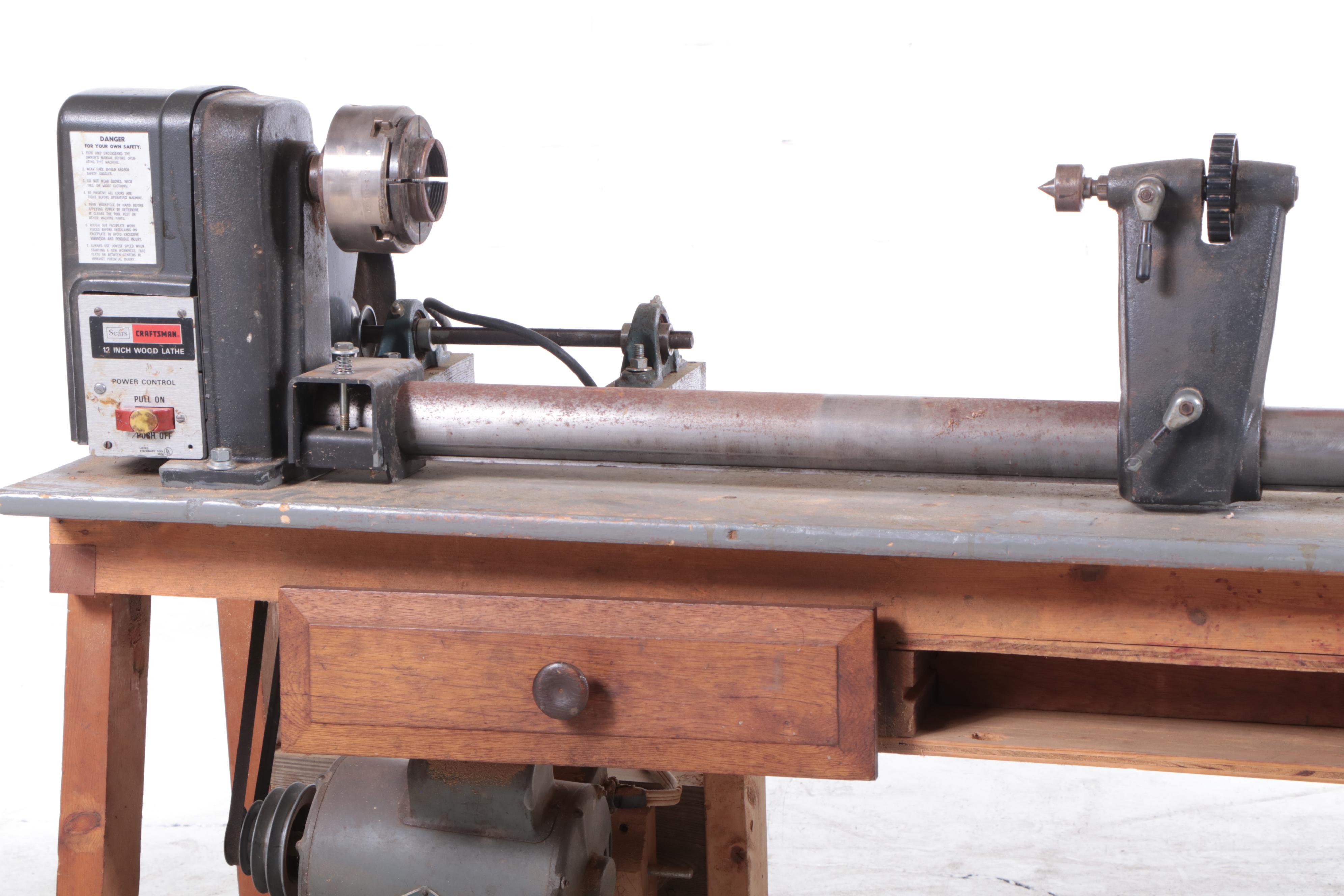 Craftsman 12 Inch Wood Lathe, Kingston-Conley Grinder with Bench