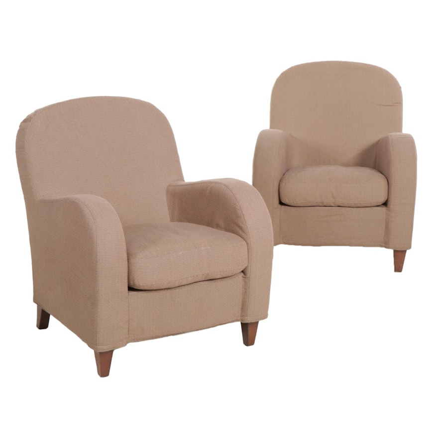 Pair of Contemporary Poltrona Frau "Daisy" Italian Upholstered Club Chairs