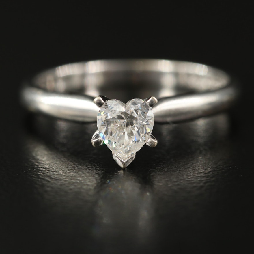 14K 0.51 CT Heart Diamond Solitaire Ring