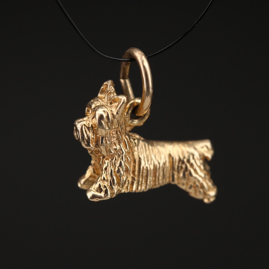 14K Terrier Dog Charm