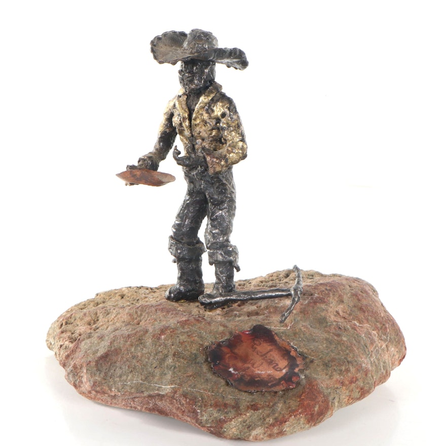 Richard W. Allen Mixed Media Sculpture of Cowboy, 1989