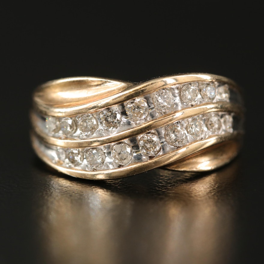 10K Diamond Wave Ring