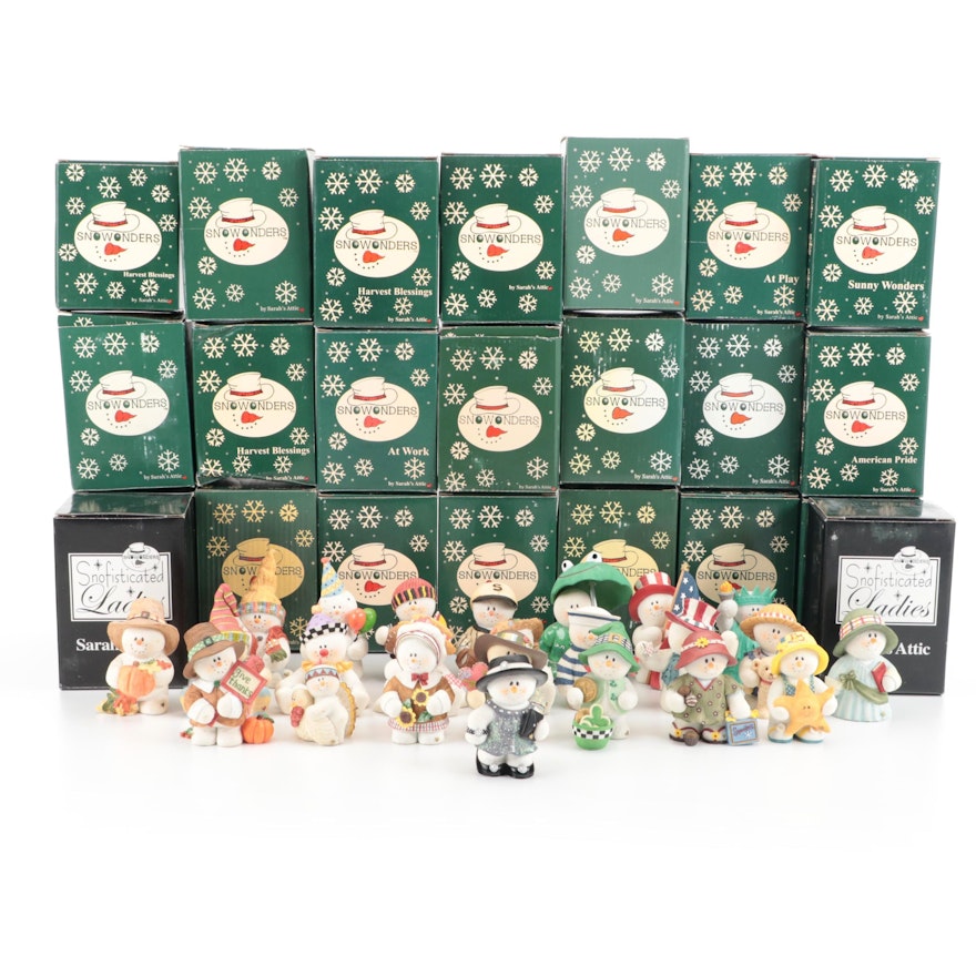 Sarah's Attic "Snowonders" and "Snofisticated Ladies" Snowmen Figurines