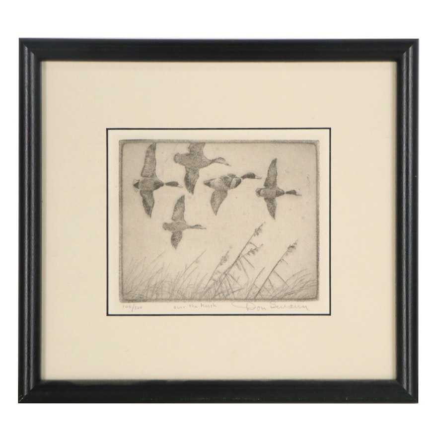 Don Swann Etching "Over the Marsh"