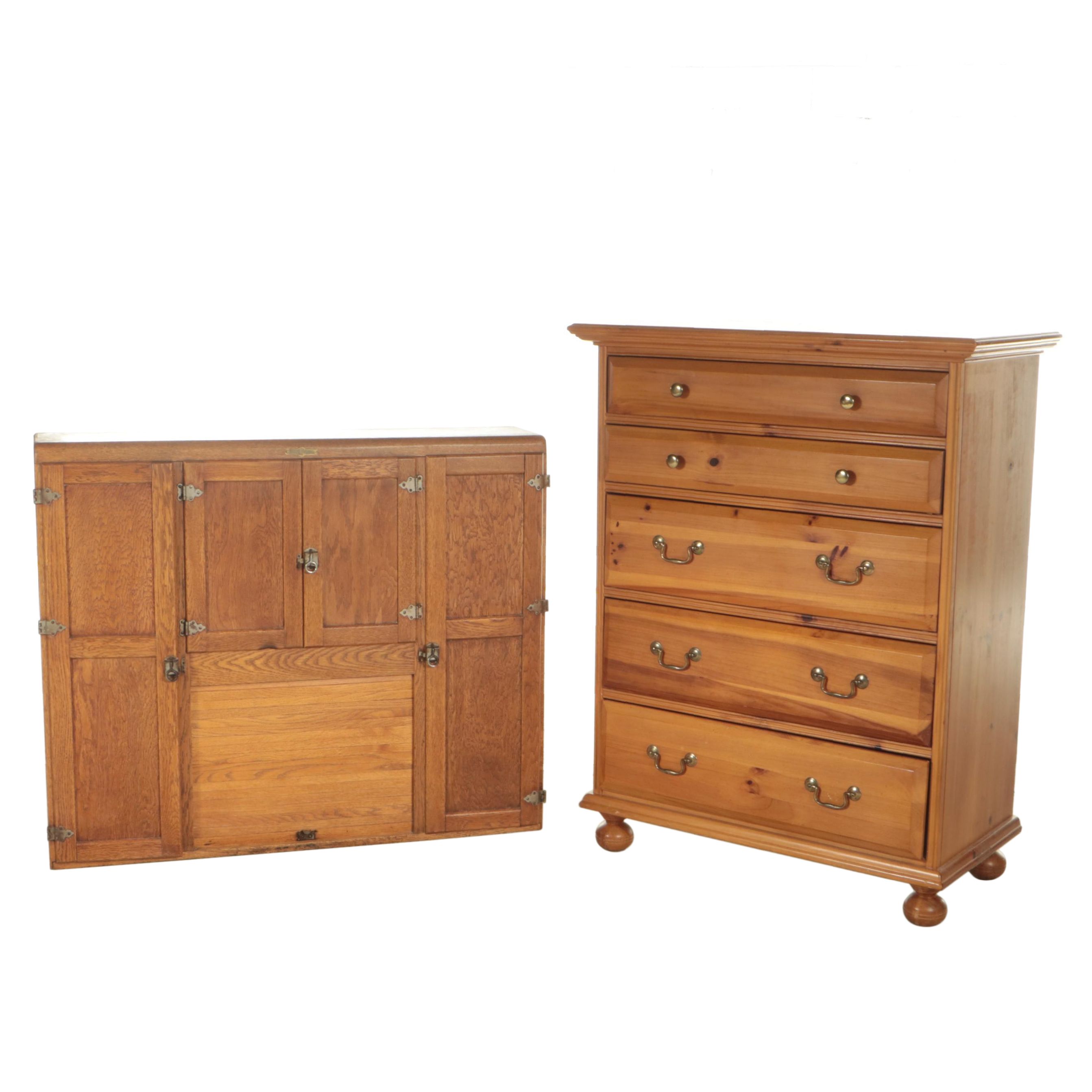 Coppes Brothers and Zook Hoosier Cabinet Top with Open Home 5 Drawer Chest