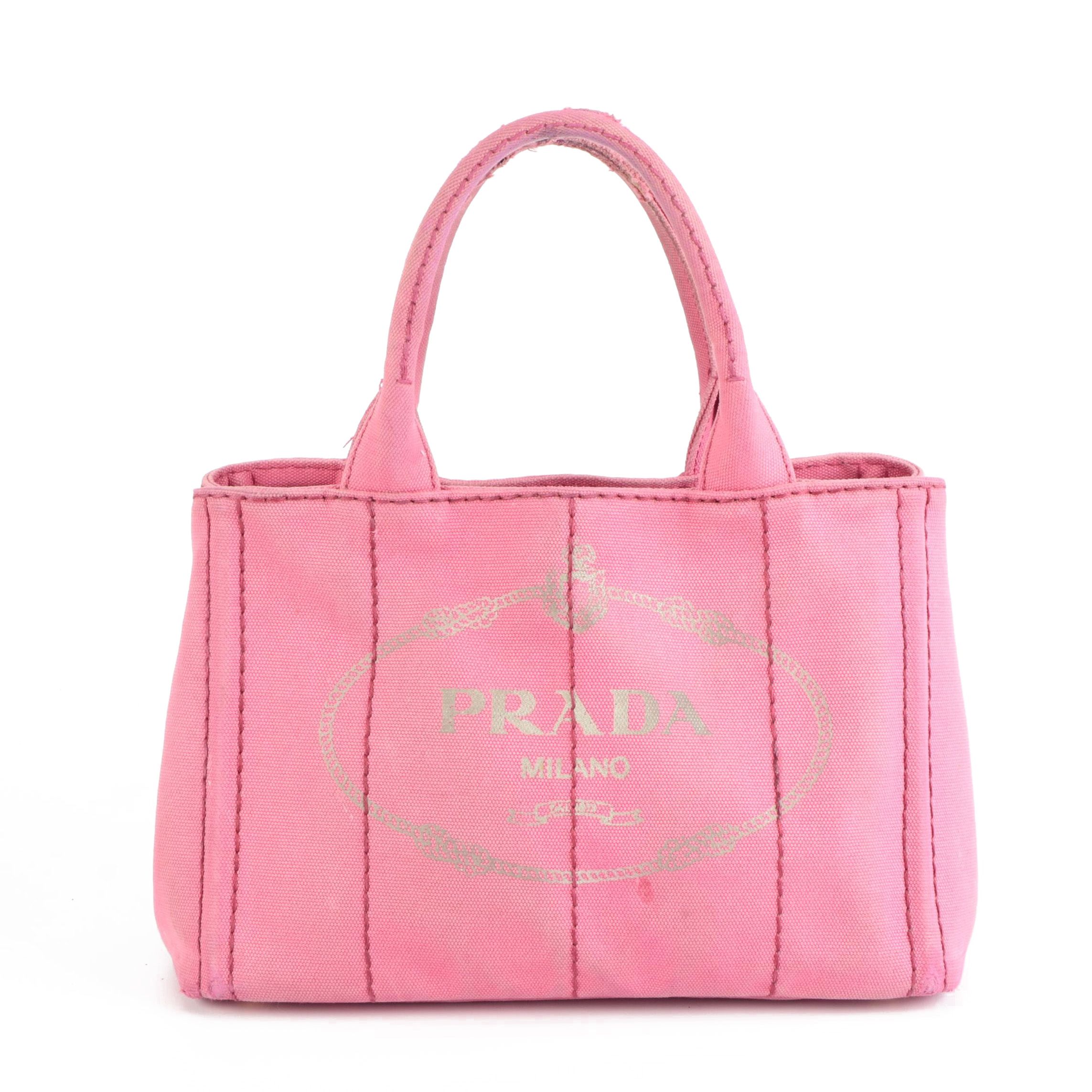 Prada Canapa Logo Garde Tote in Peonia Canvas