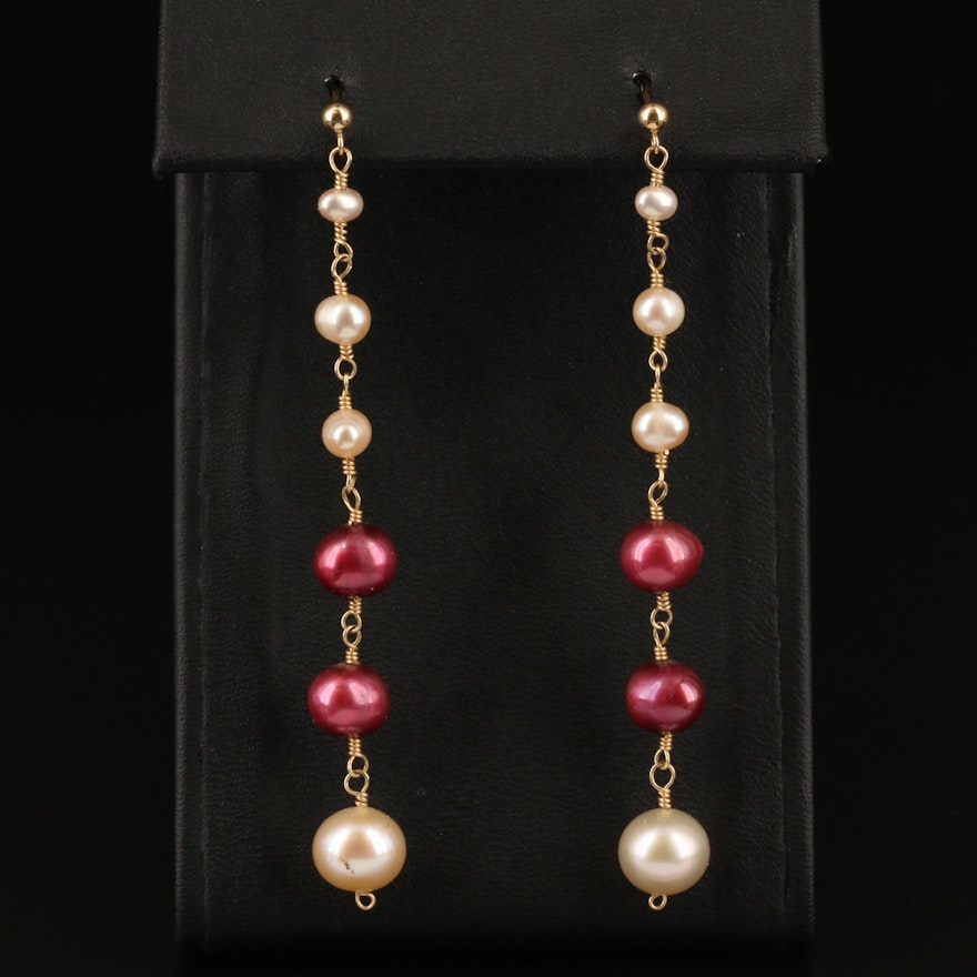 14K Pearl Drop Earrings