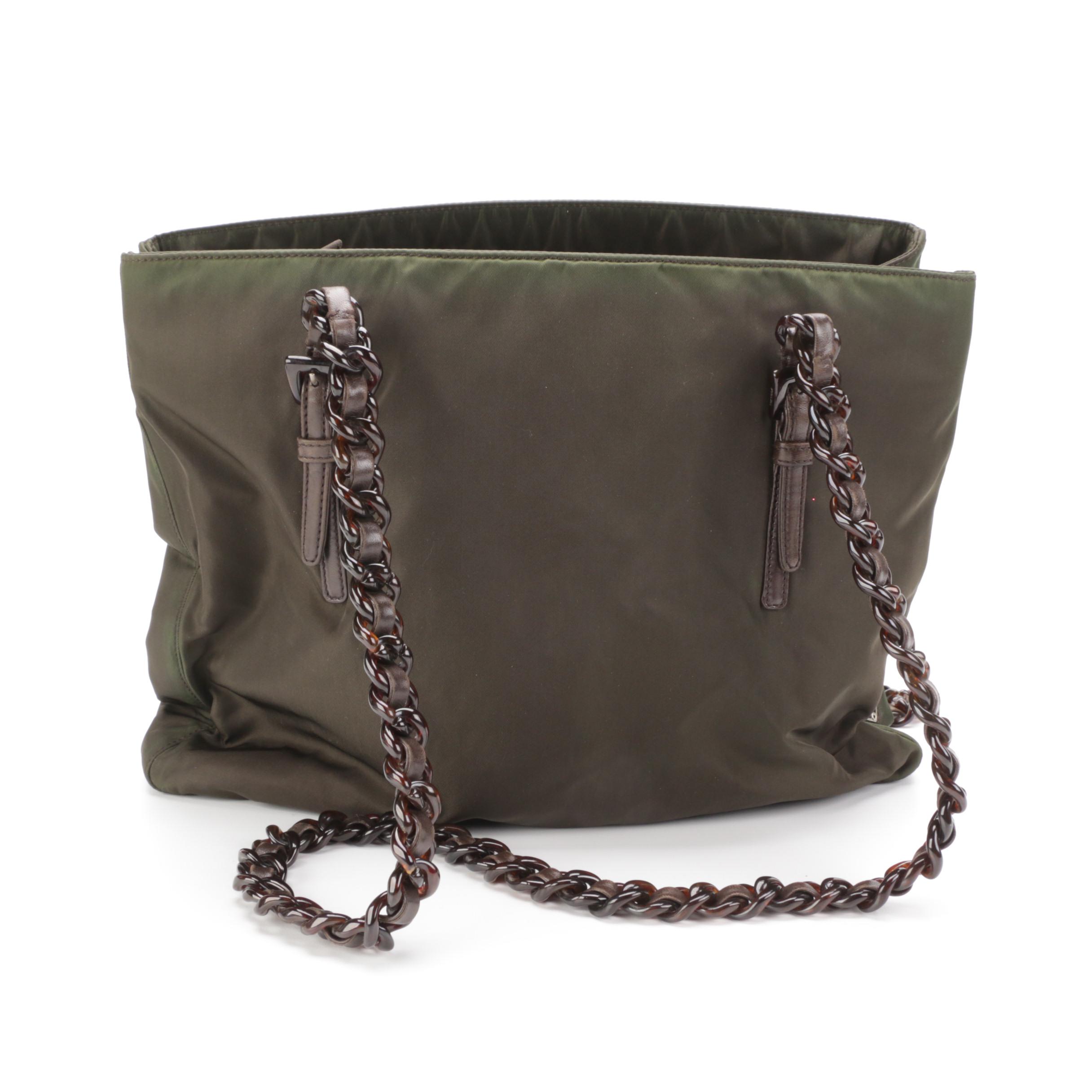 Prada Bacheli Resin Chain Shoulder Bag in Green Tessuto Nylon
