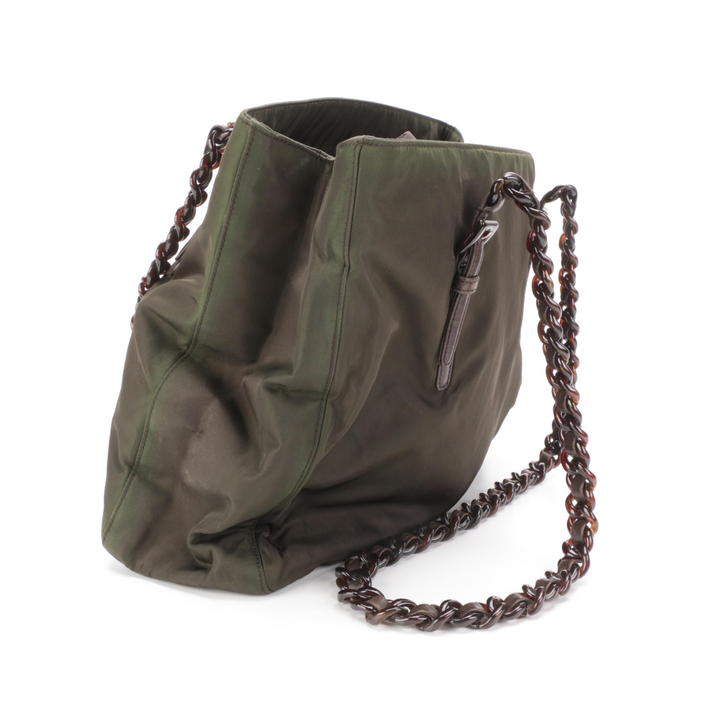 Prada Bacheli Resin Chain Shoulder Bag in Green Tessuto Nylon