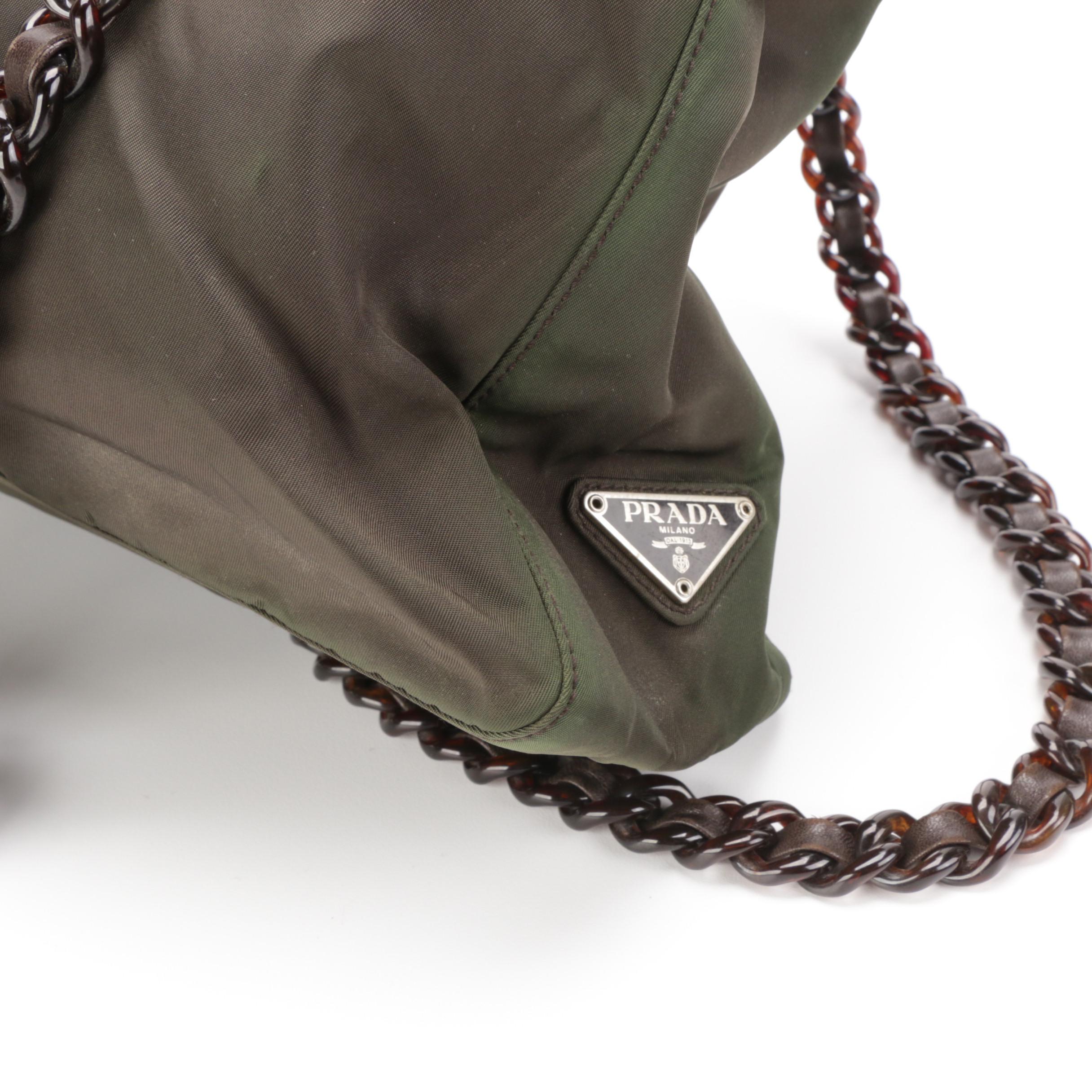 Prada Bacheli Resin Chain Shoulder Bag in Green Tessuto Nylon