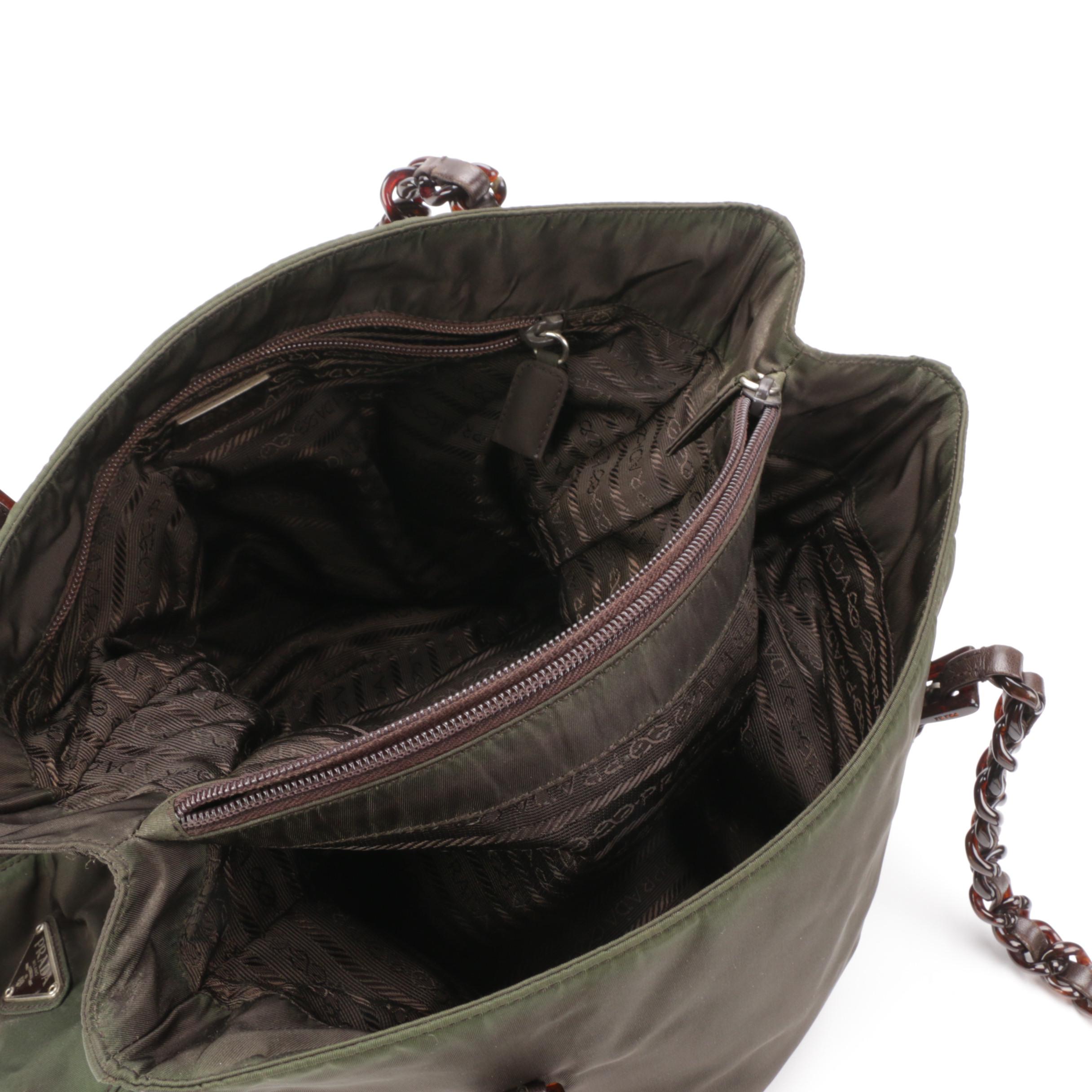 Prada Bacheli Resin Chain Shoulder Bag in Green Tessuto Nylon