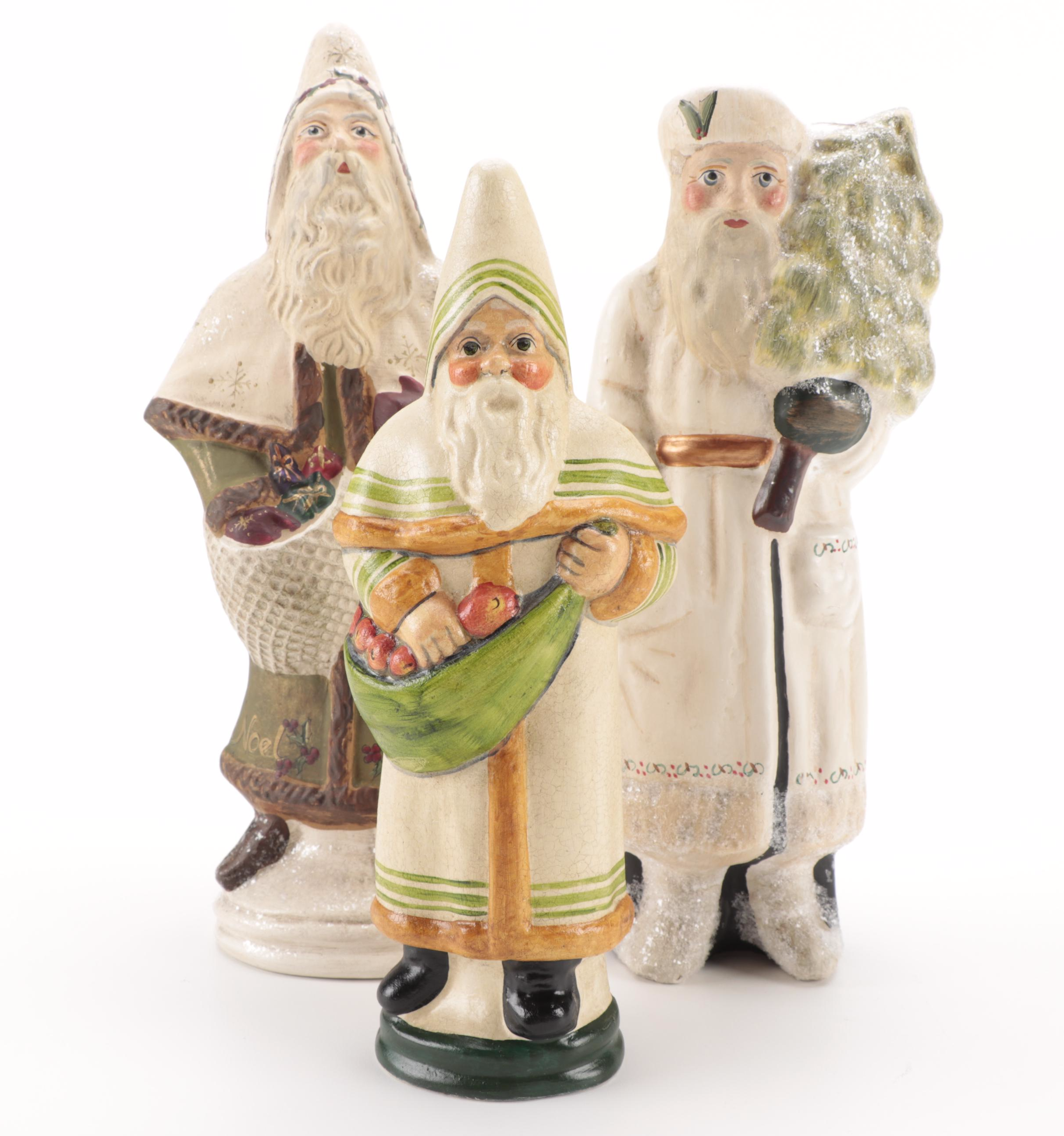 Vaillancourt Folk Art and Walnut Ridge Collectibles Chalkware Santa Figurines
