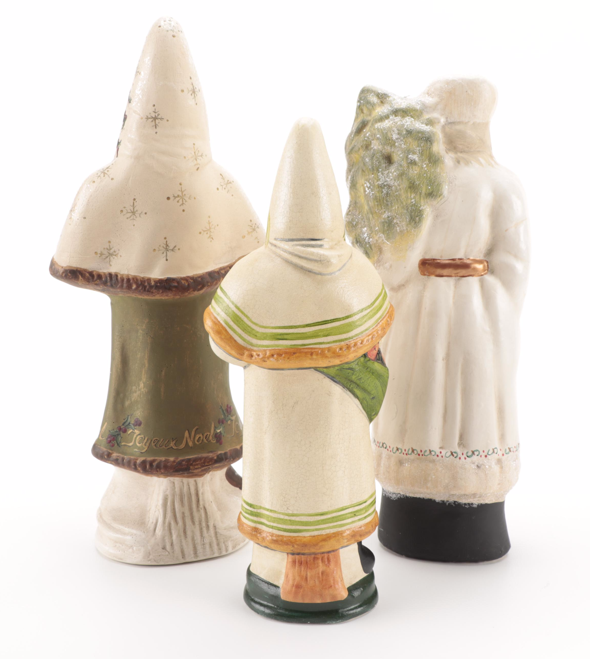 Vaillancourt Folk Art and Walnut Ridge Collectibles Chalkware Santa Figurines