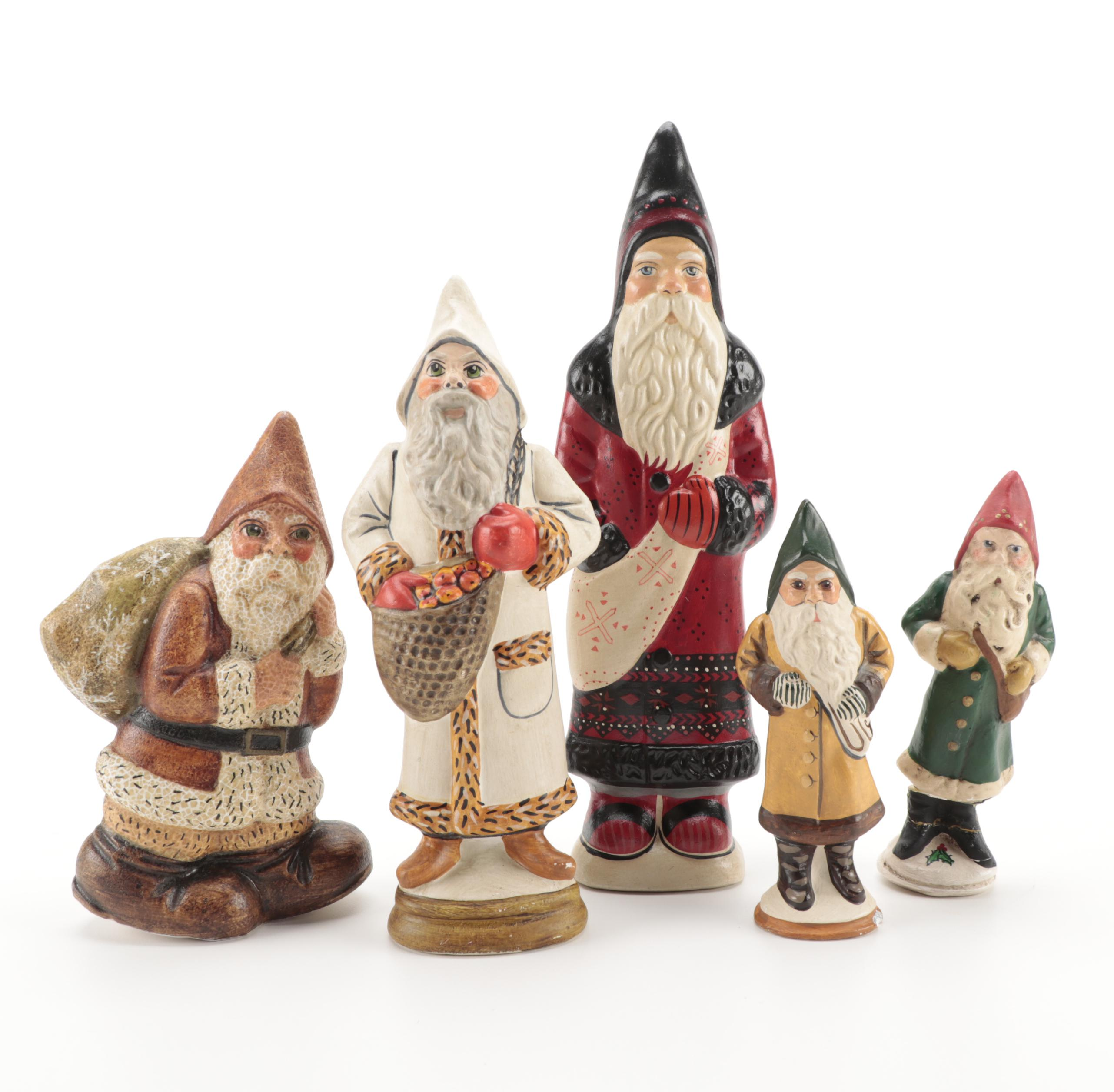 Vaillancourt Folk Art and Walnut Ridge Collectibles Chalkware Santa Figurines