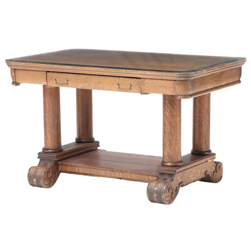 Victorian Oak Writing Table Signed by Diane Ladd from the Movie "Rambling Rose"