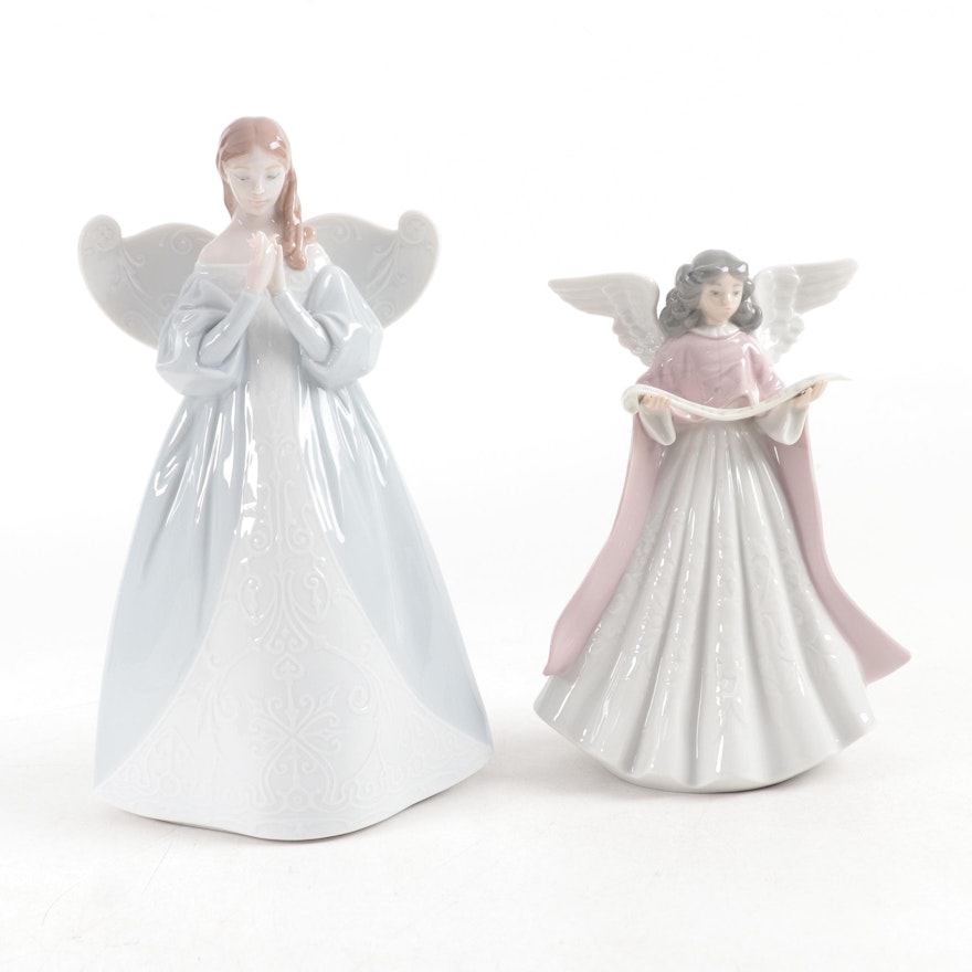 Lladró "Celestial Scent" and "Angel Navidad" Porcelain Figurine and Tree Topper