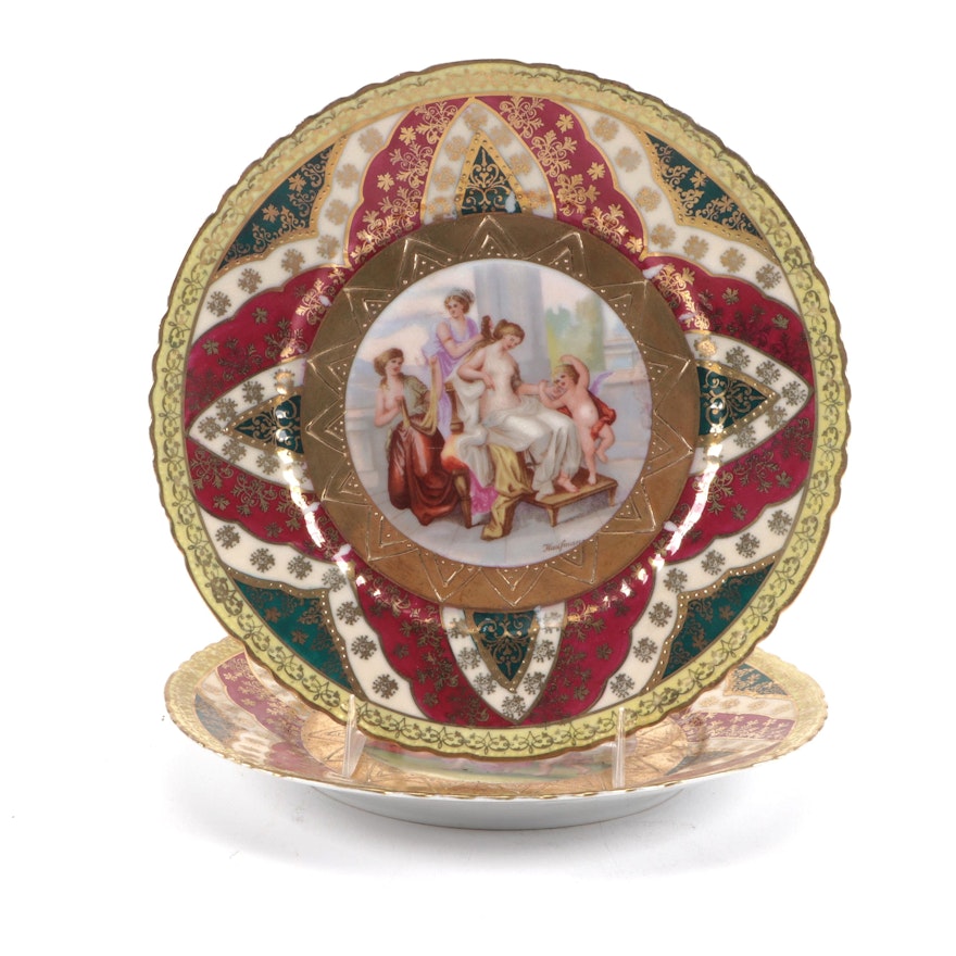 Royal Vienna Style Porcelain Cabinet Plates, Late 19th to Early 20th Century