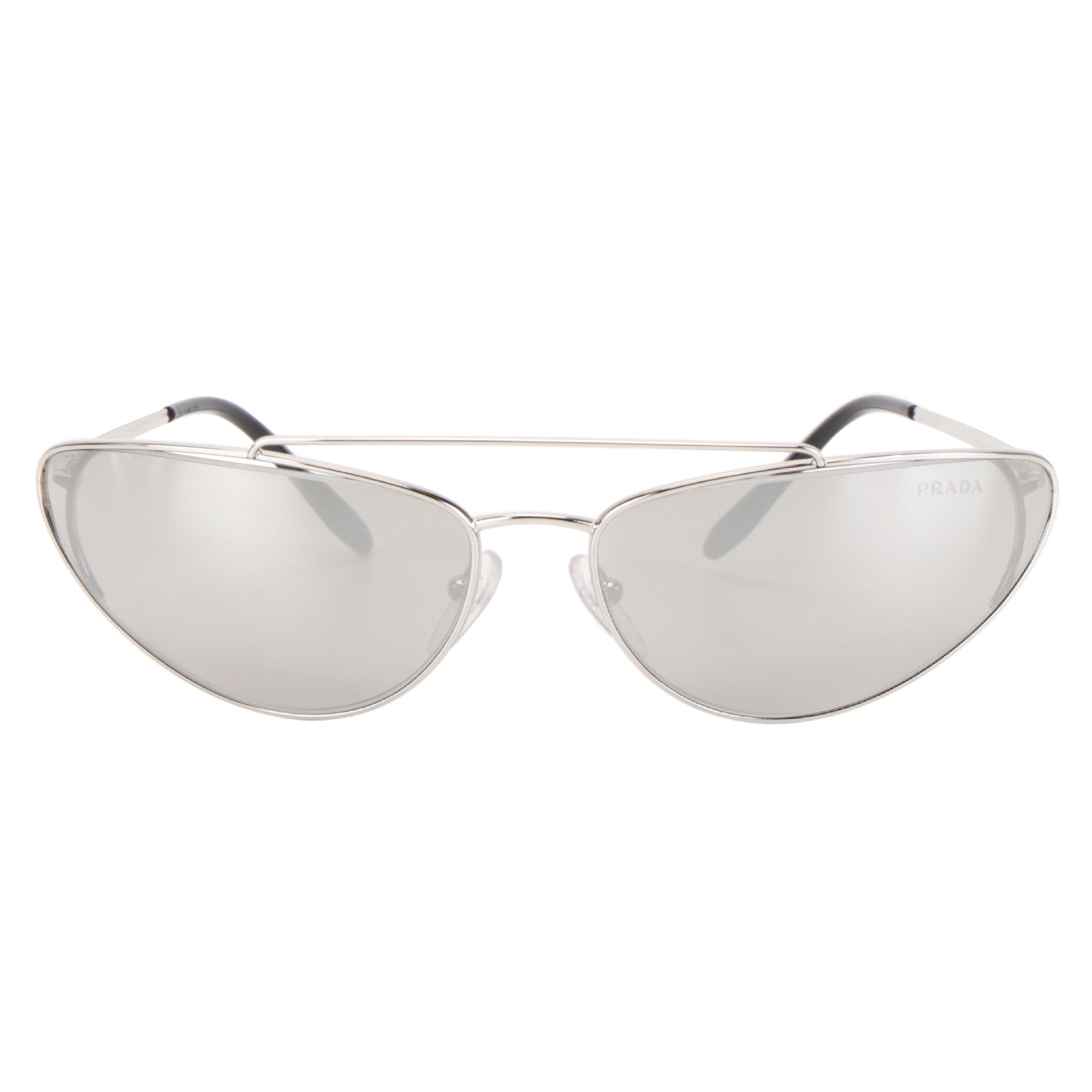 Prada SPR 62V Mirrored Aviator Wrap Sunglasses with Case