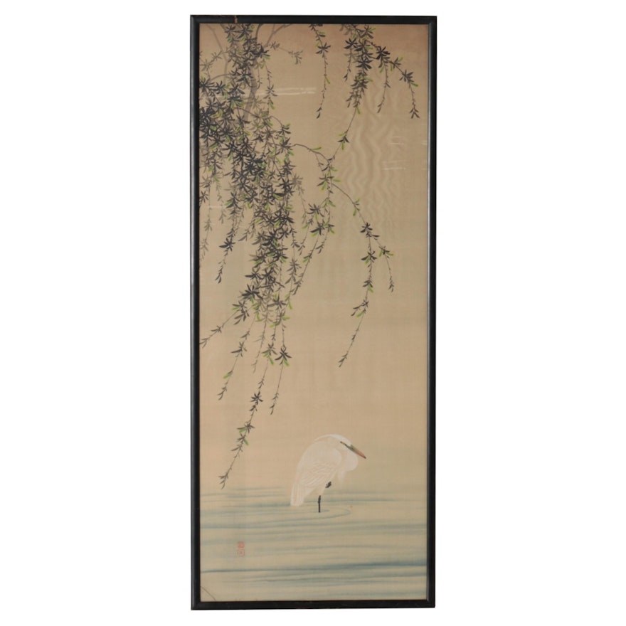 Chinese Gouache Painting of Crane