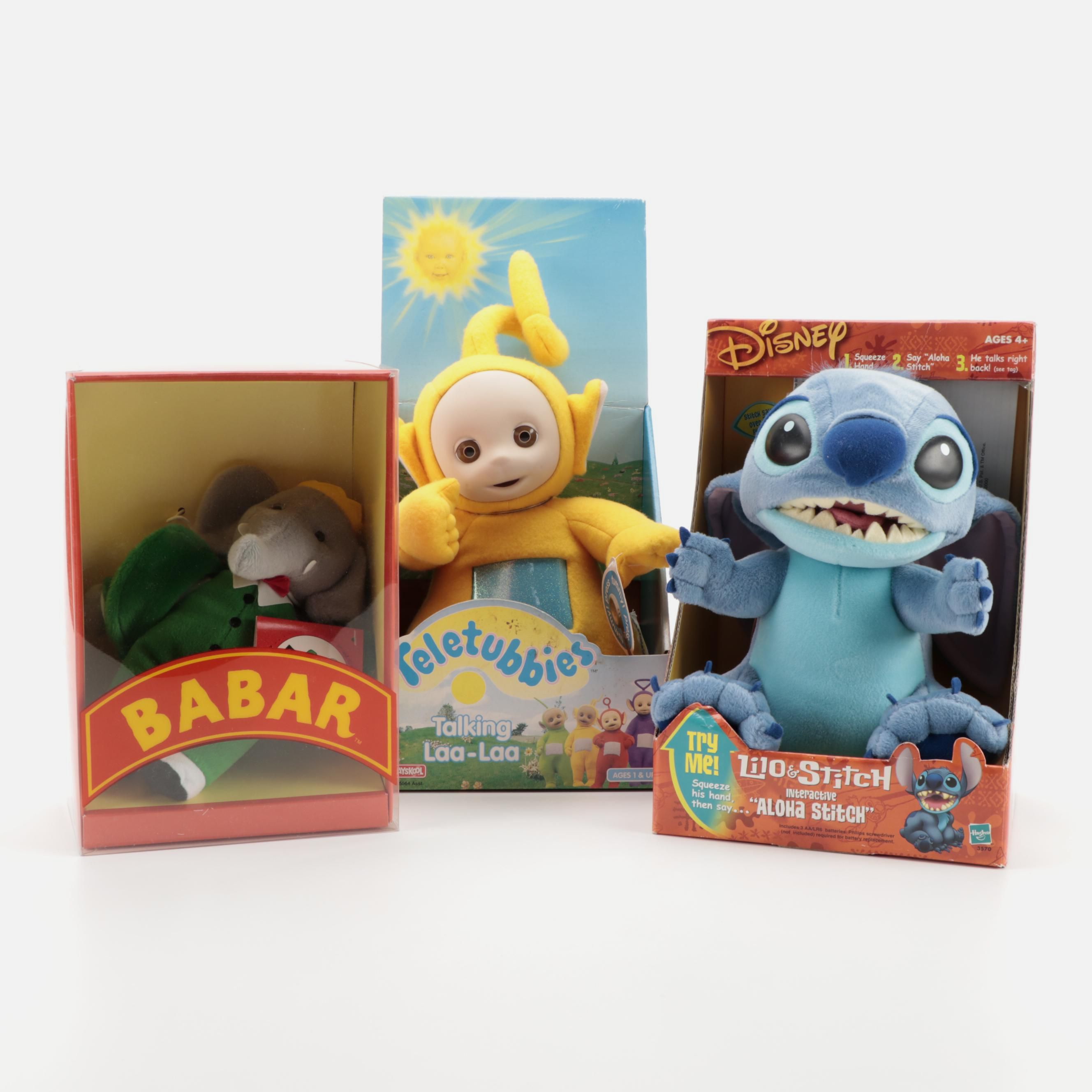 Teletubbies "Laa-Laa," Disney's "Stitch" and "Babar" Stuffed Toys