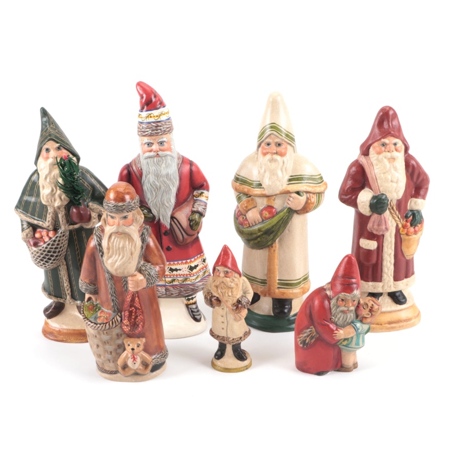 Vaillancourt Folk Art Chalkware Santa Figurines