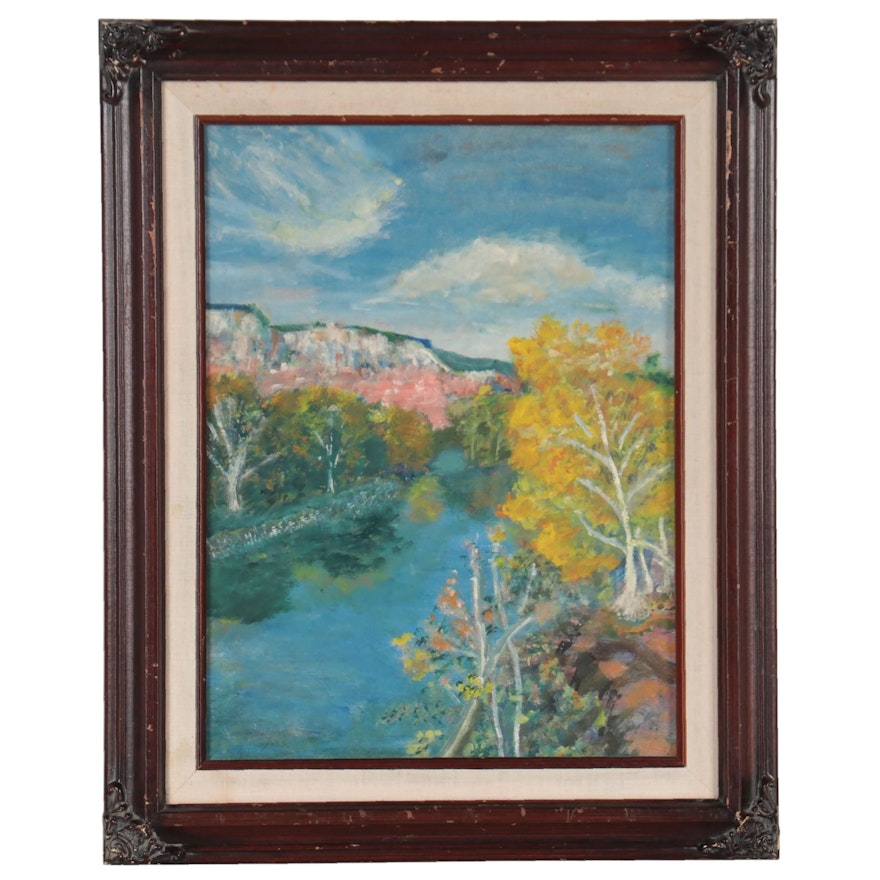 Abstract Landscape Oil Painting, Late 20th Century