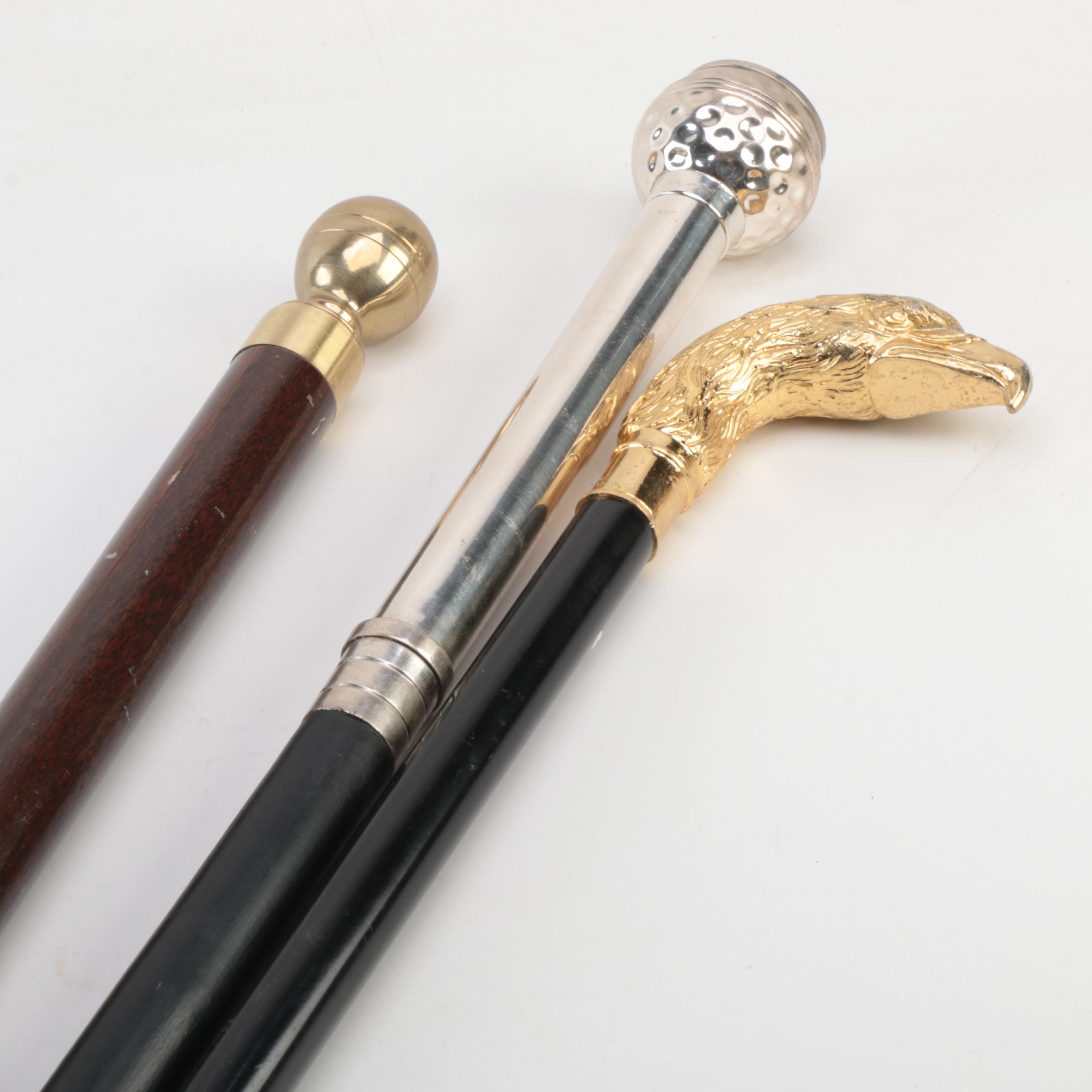 Keuffel & Esser Compass Cane with Eagle Head and Brass Ball Walking Sticks