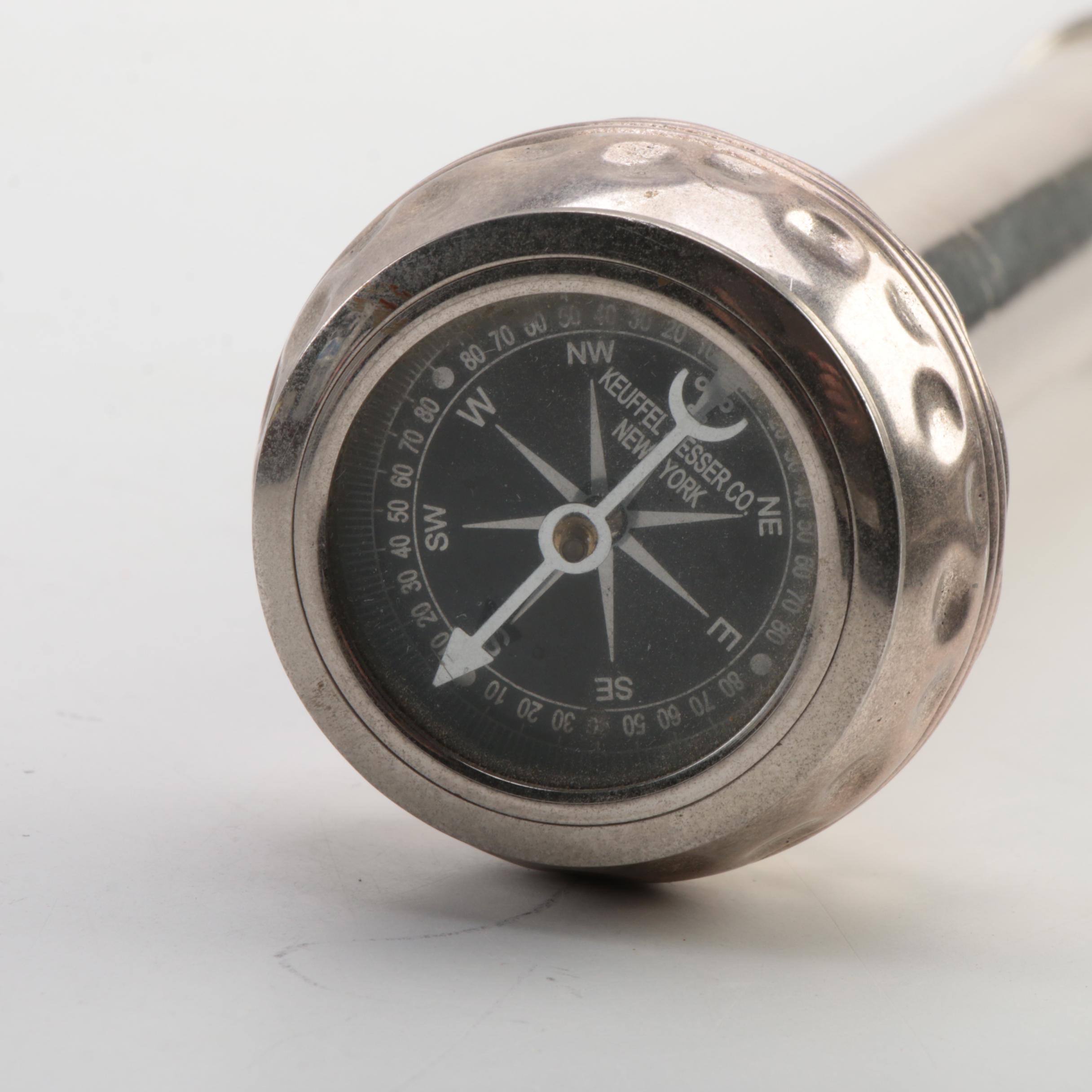 Keuffel & Esser Compass Cane with Eagle Head and Brass Ball Walking Sticks
