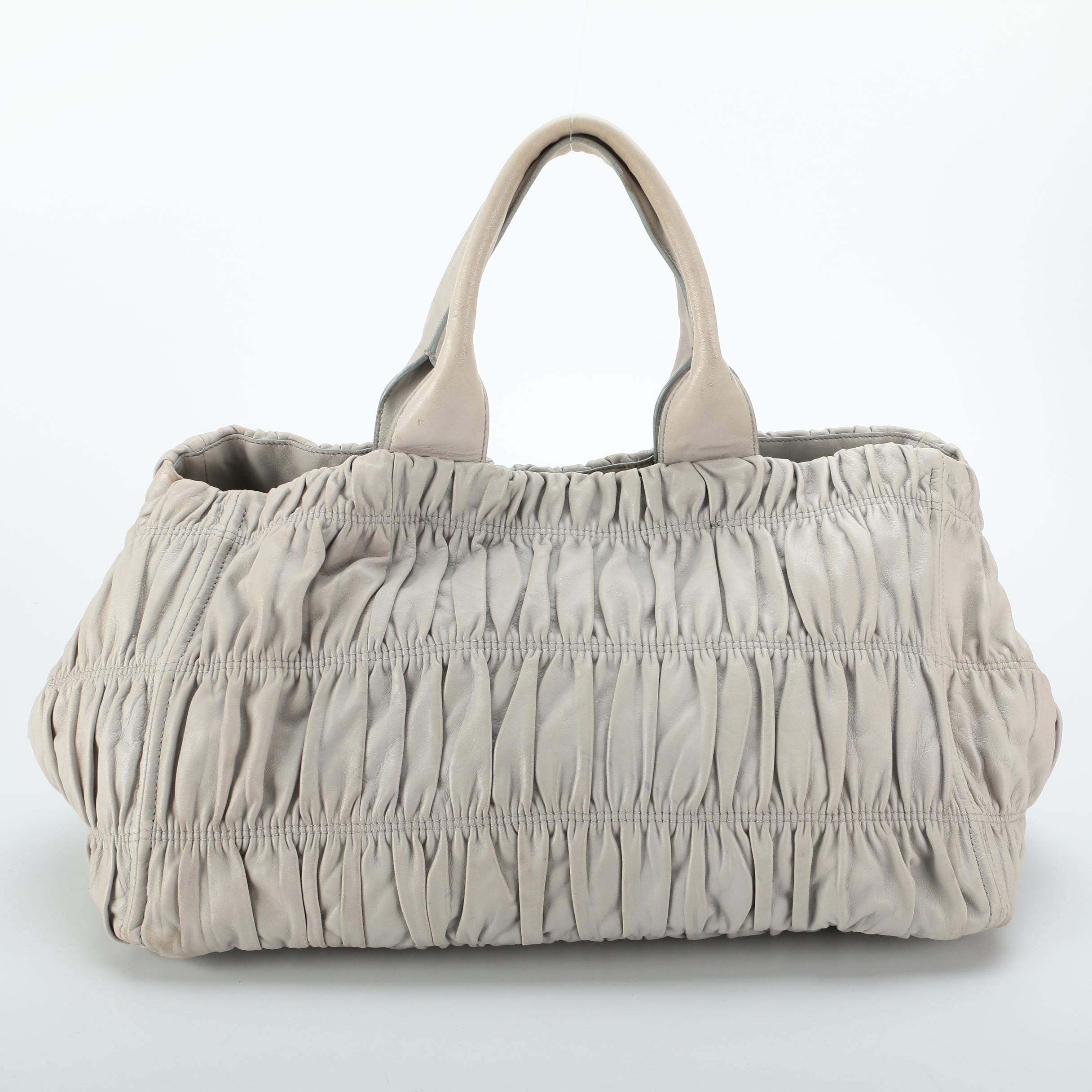 Prada Light Gray Gauffre Leather Handbag