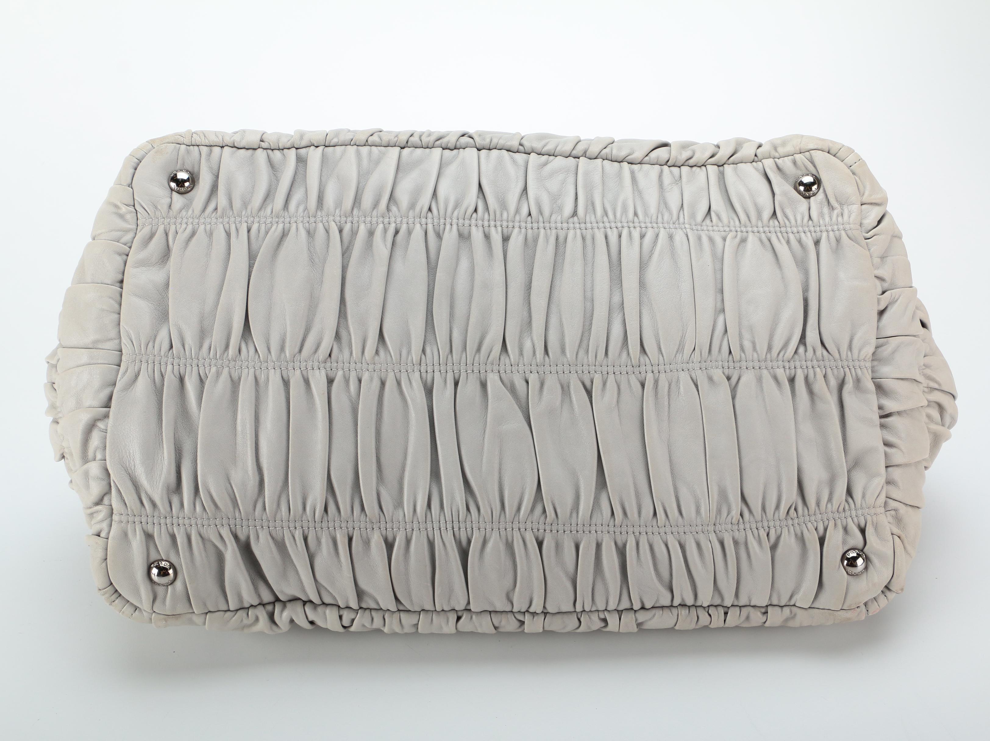 Prada Light Gray Gauffre Leather Handbag