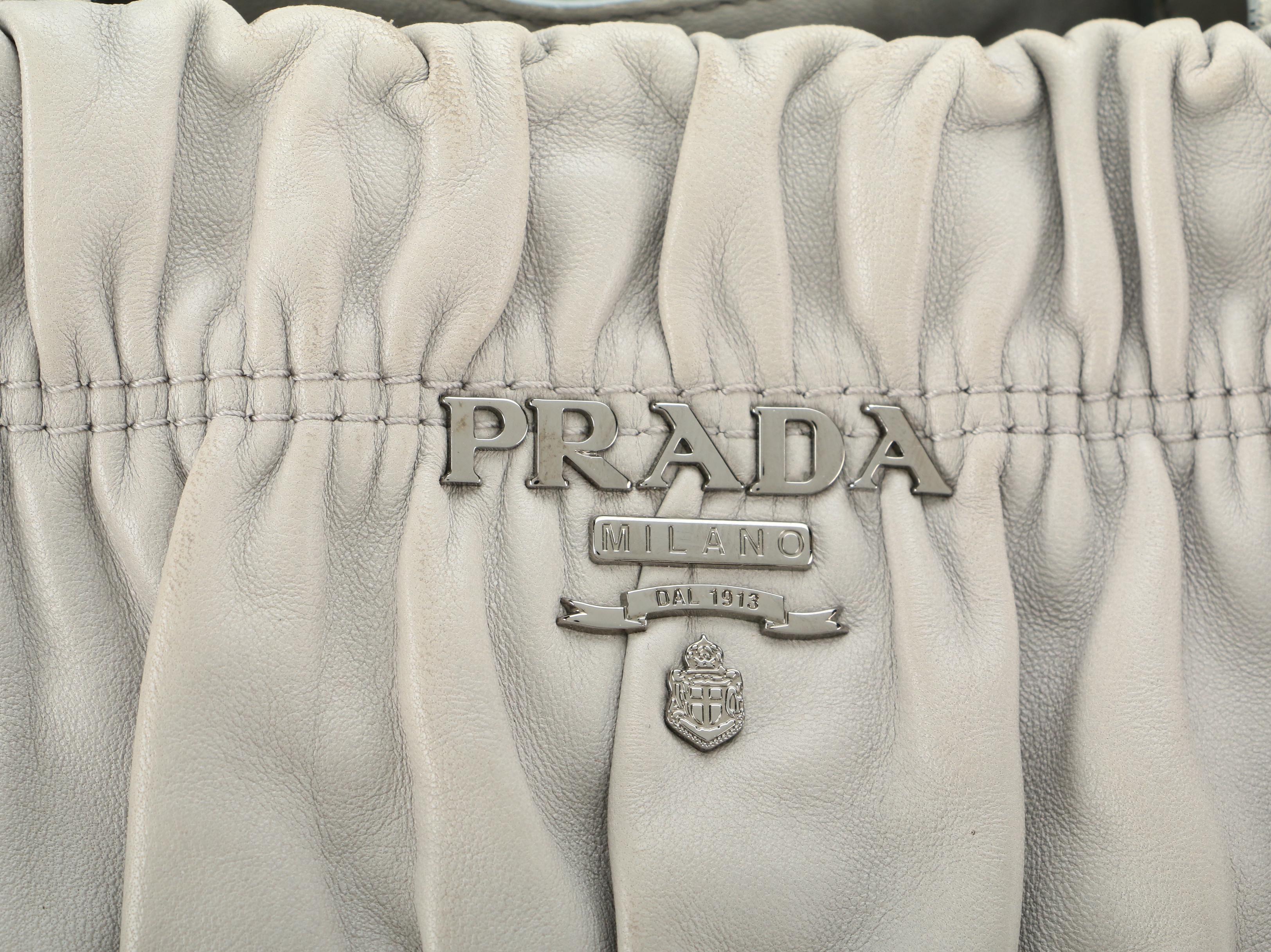 Prada Light Gray Gauffre Leather Handbag