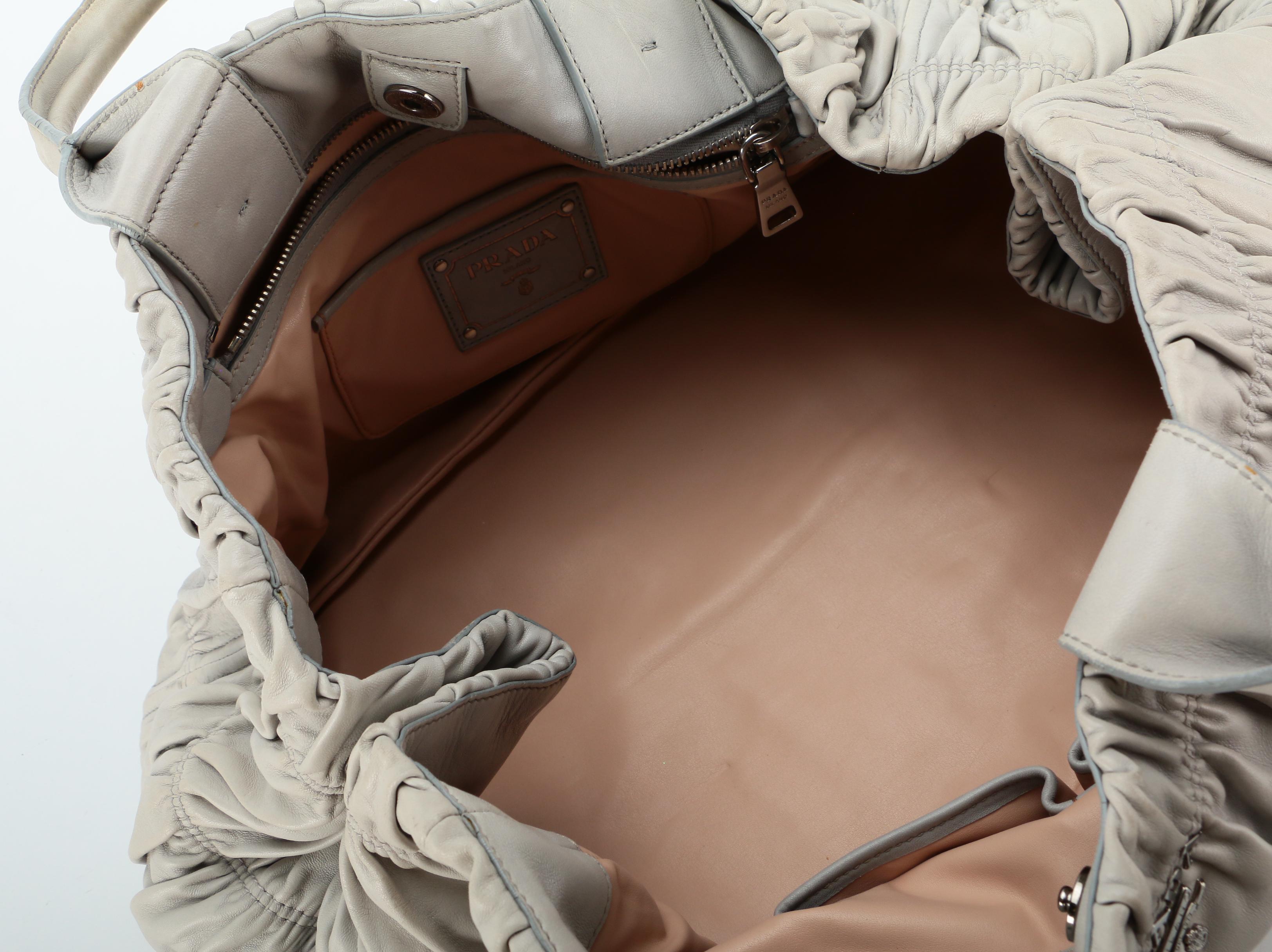 Prada Light Gray Gauffre Leather Handbag