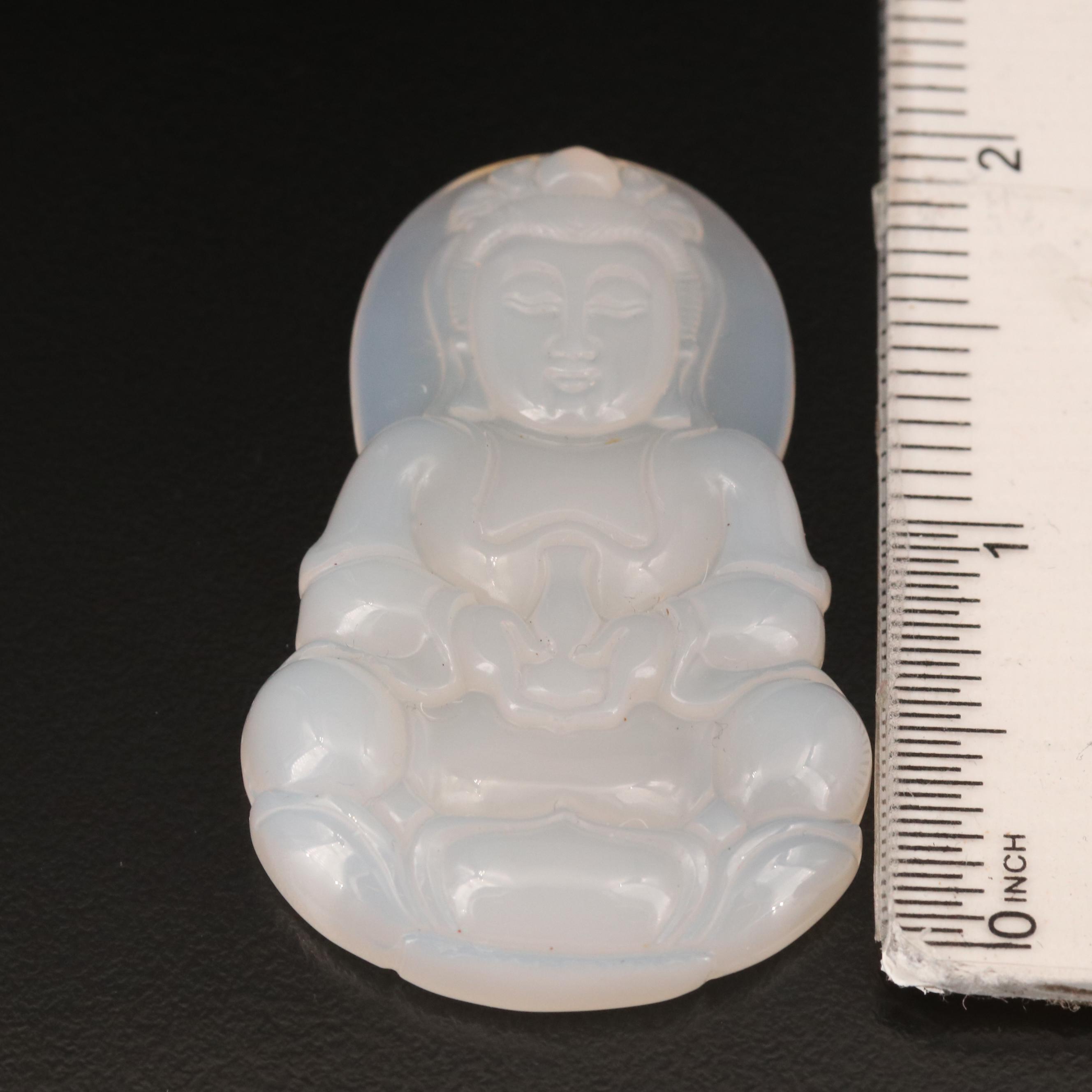 Sterling Chalcedony Pendants and Carved Buddha