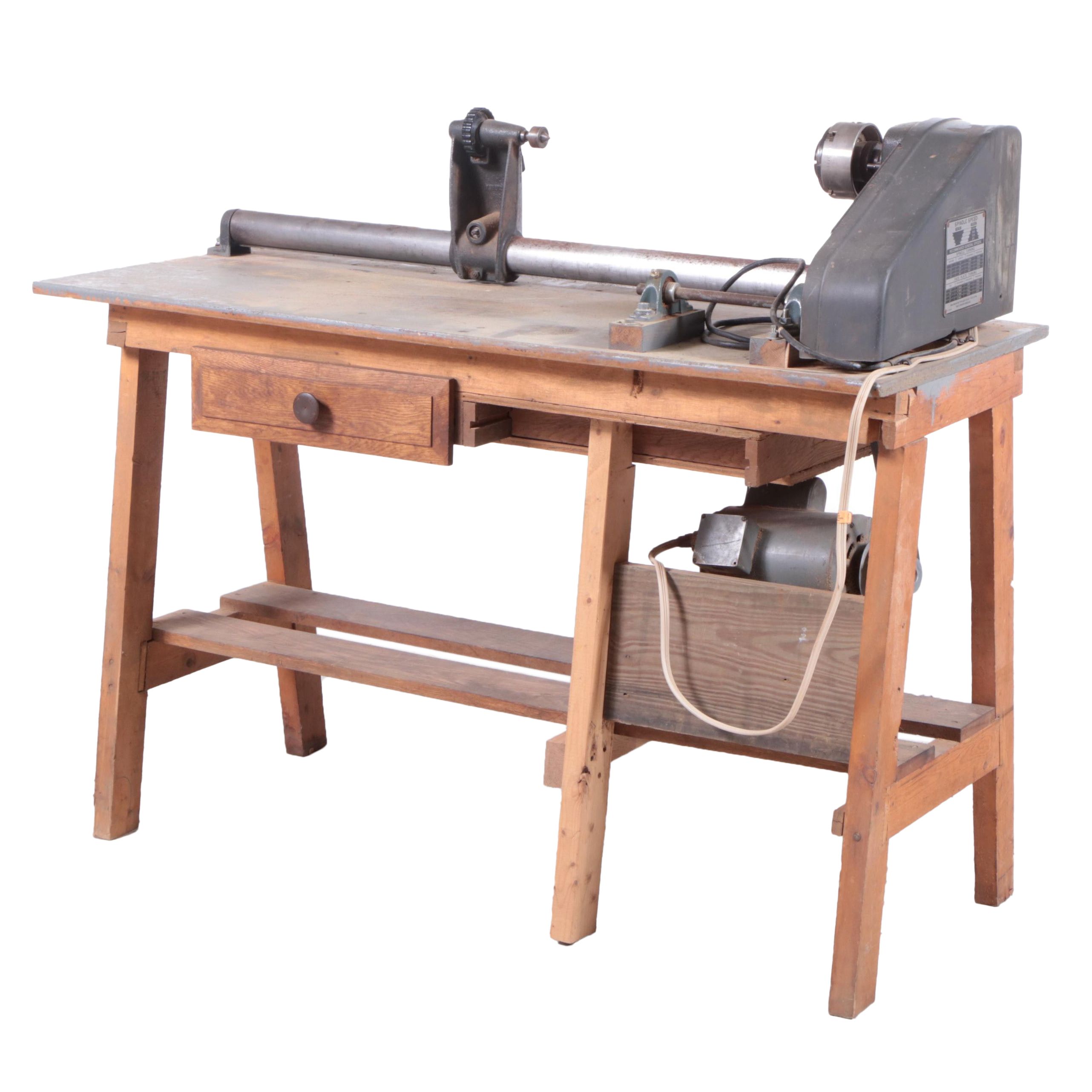 Craftsman 12 Inch Wood Lathe, Kingston-Conley Grinder with Bench