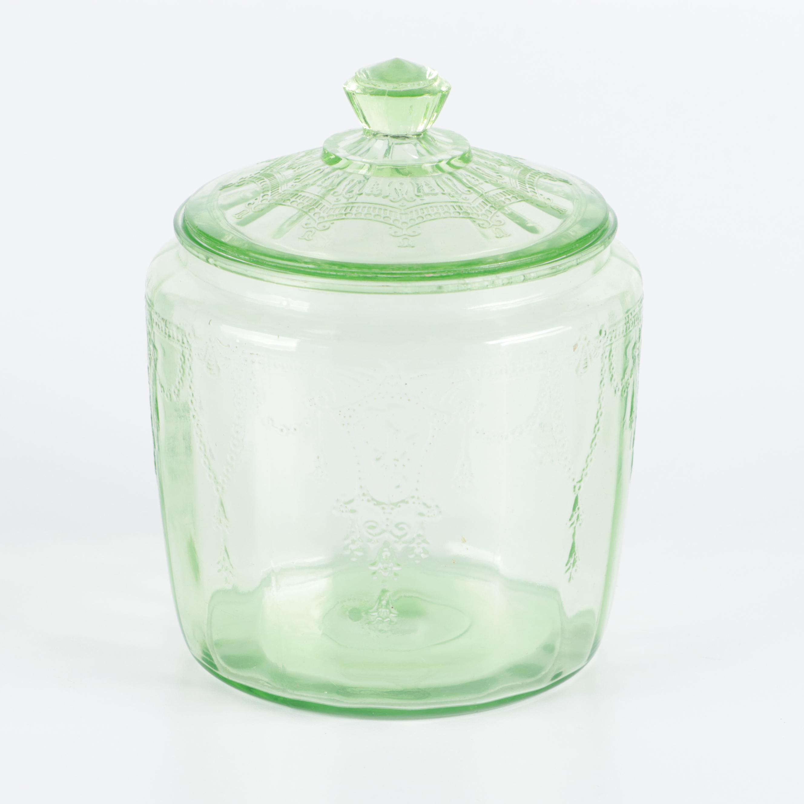 Anchor Hocking "Cameo", "Ballerina" and Other Green Depression Glass Tableware