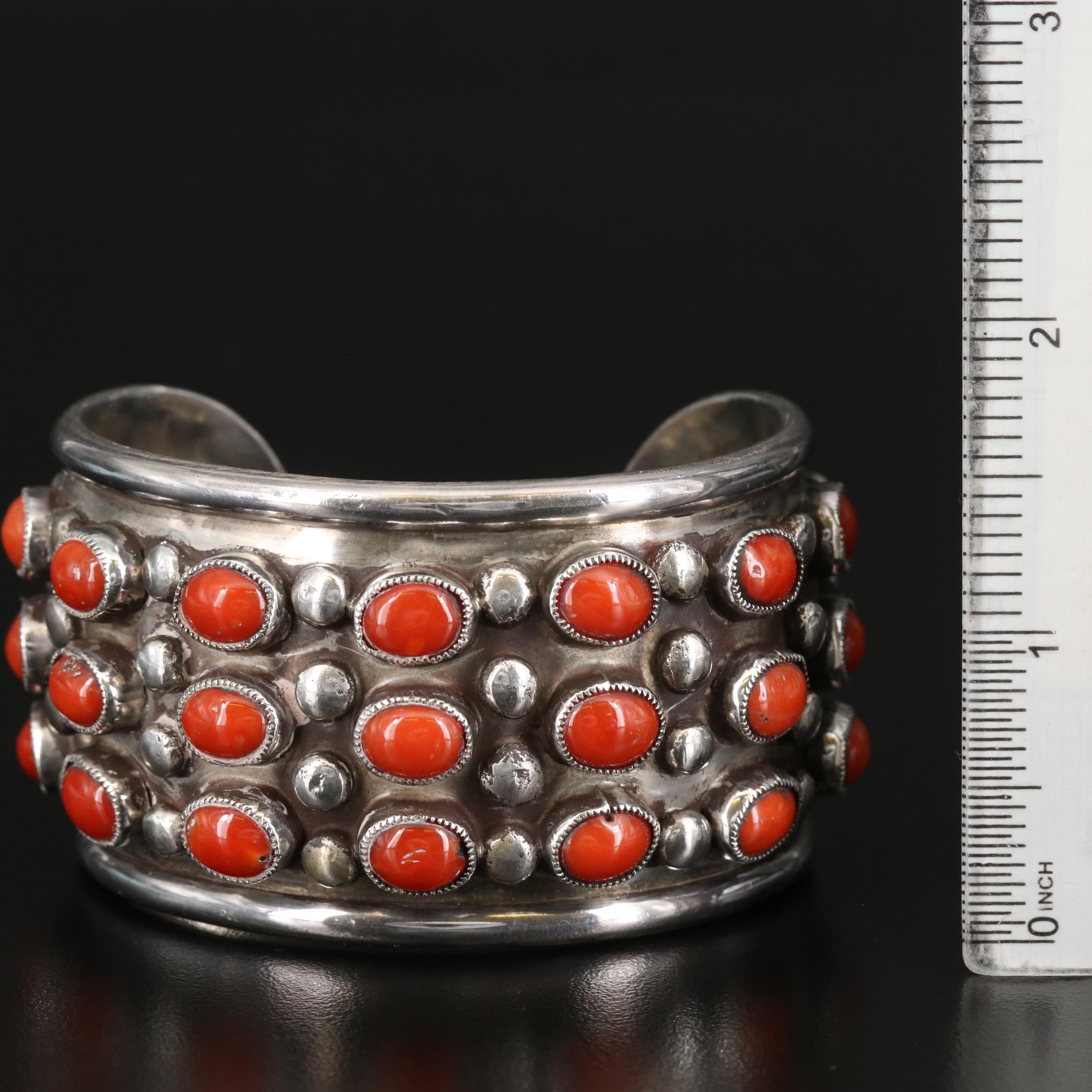Leo Coriz Kewa Sterling Silver Coral Cuff