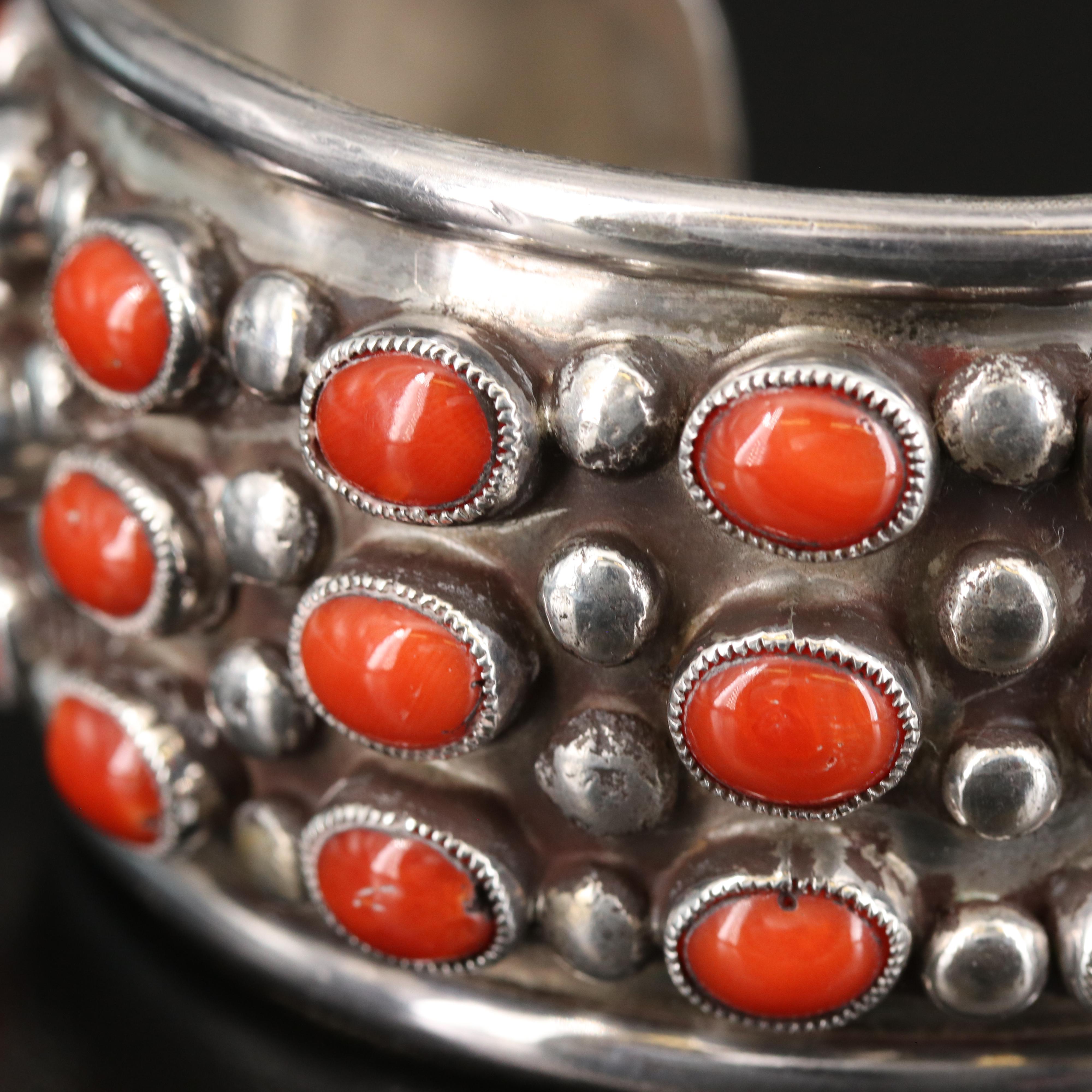 Leo Coriz Kewa Sterling Silver Coral Cuff