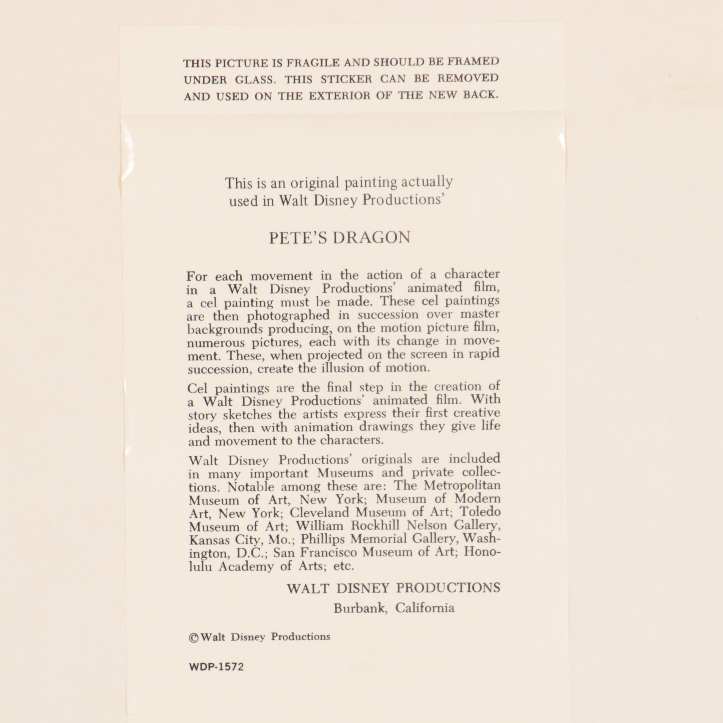 Disney "Pete's Dragon" Production Cel of Elliott, 1977