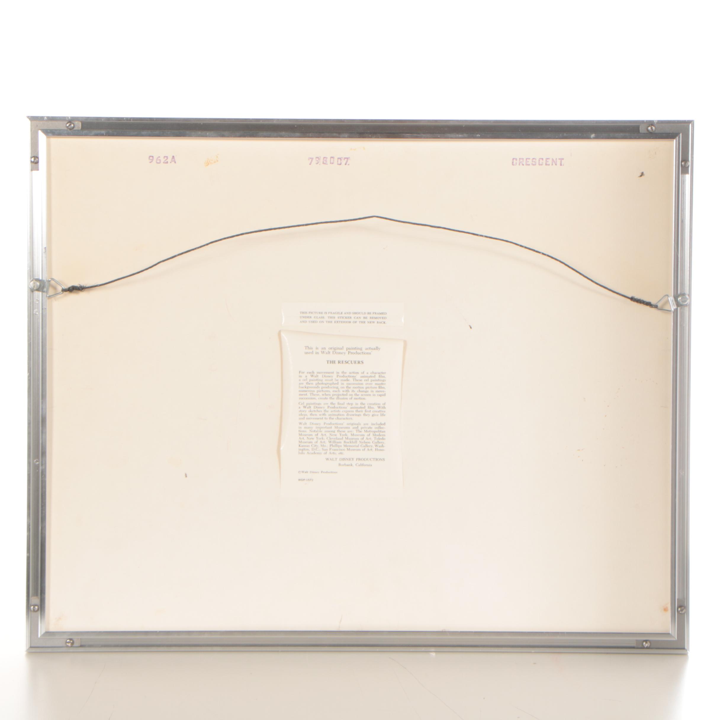 Disney "The Rescuers" Production Cel and Disneyland Storyteller Record, 1977