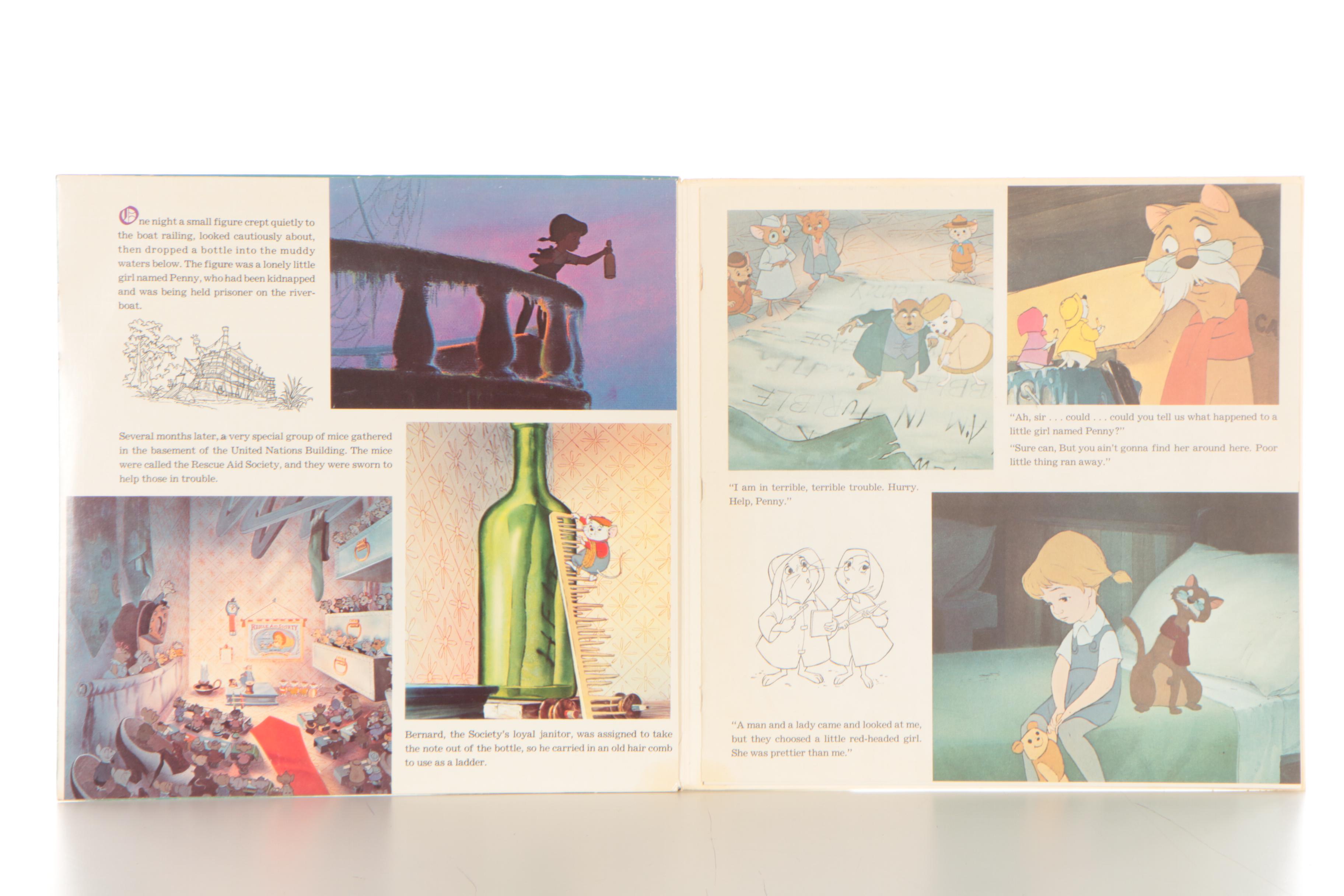 Disney "The Rescuers" Production Cel and Disneyland Storyteller Record, 1977
