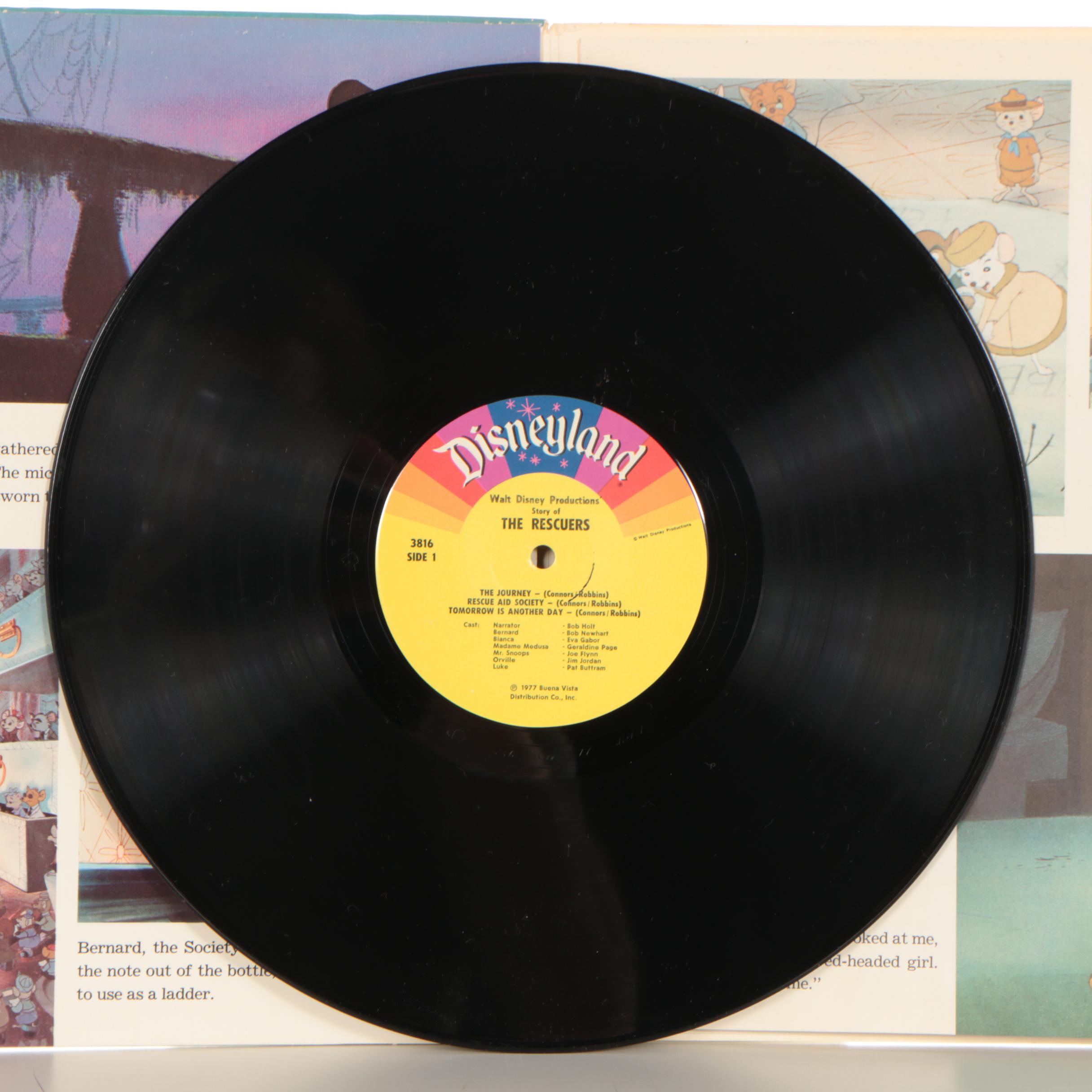 Disney "The Rescuers" Production Cel and Disneyland Storyteller Record, 1977