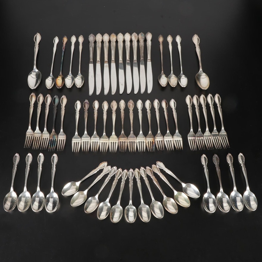 Wm. Rogers "Moonlight" Silver Plate Flatware, Mid to Late 20th Century