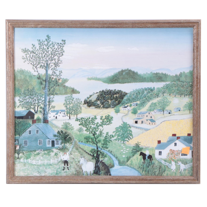 Offset Lithograph After Grandma Moses "A Beautiful World"