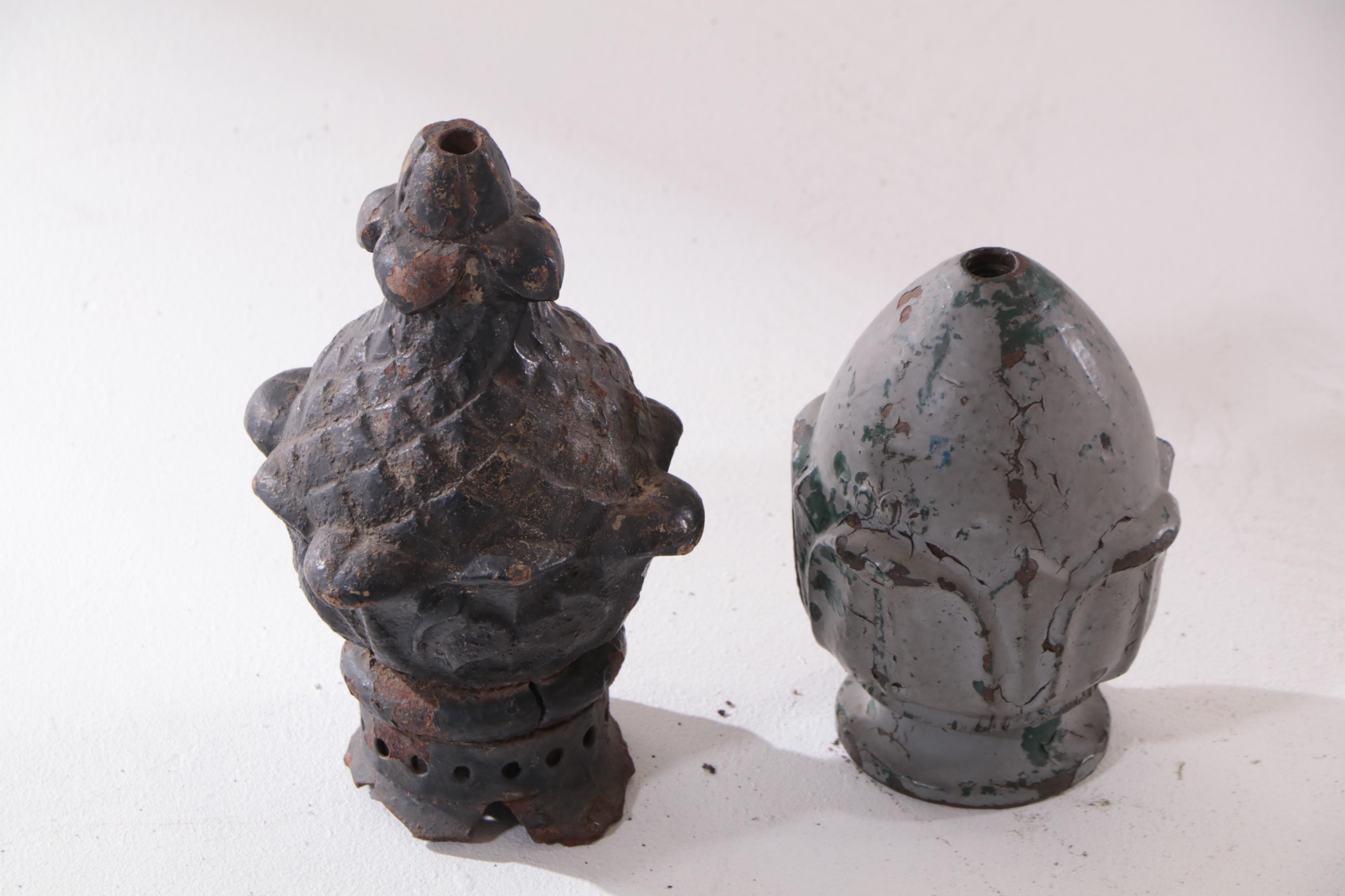 Victorian Architectural Salvage Cast Iron Post Toppers and Finial