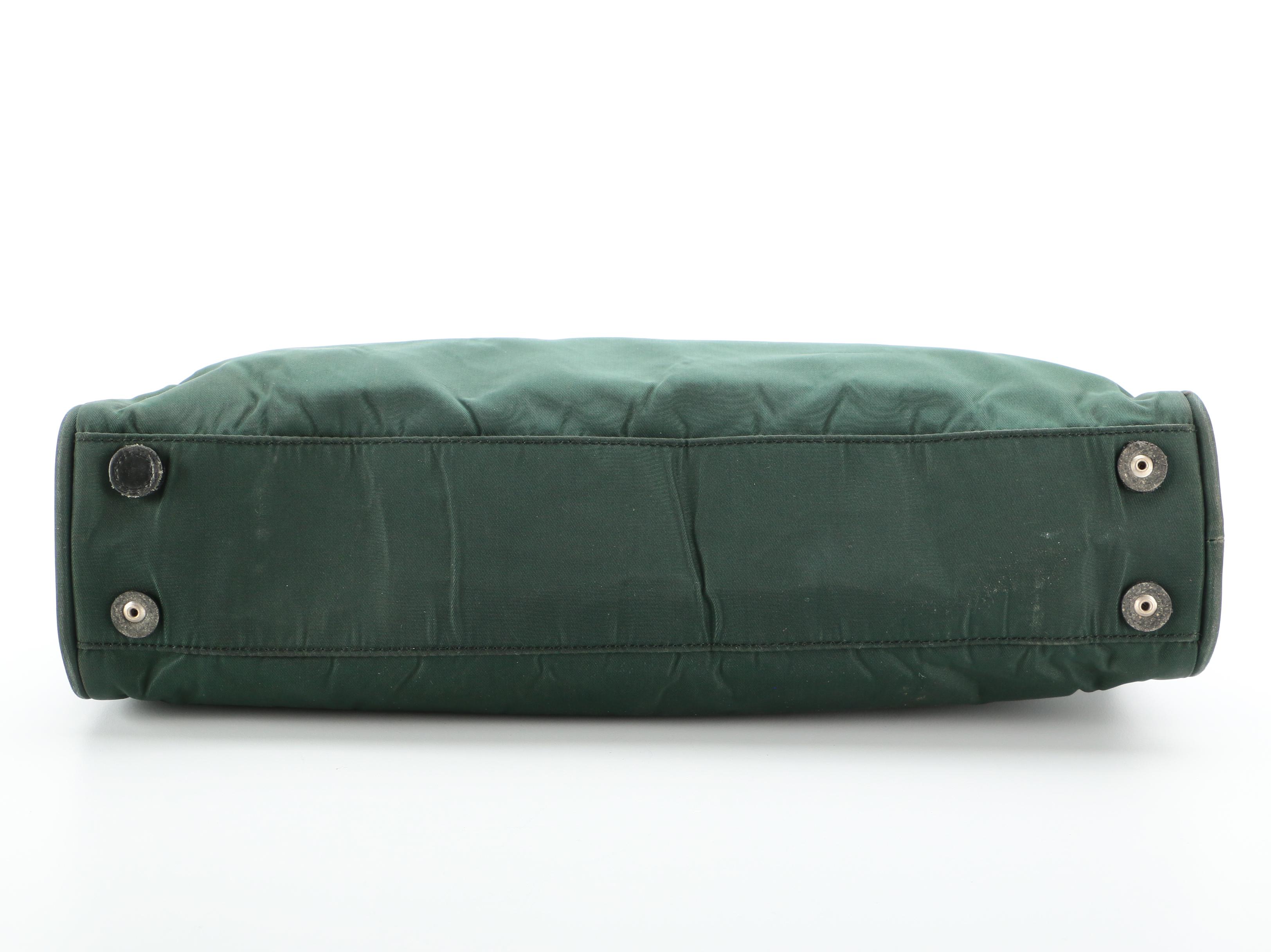 Prada Green Nylon Zip Tote