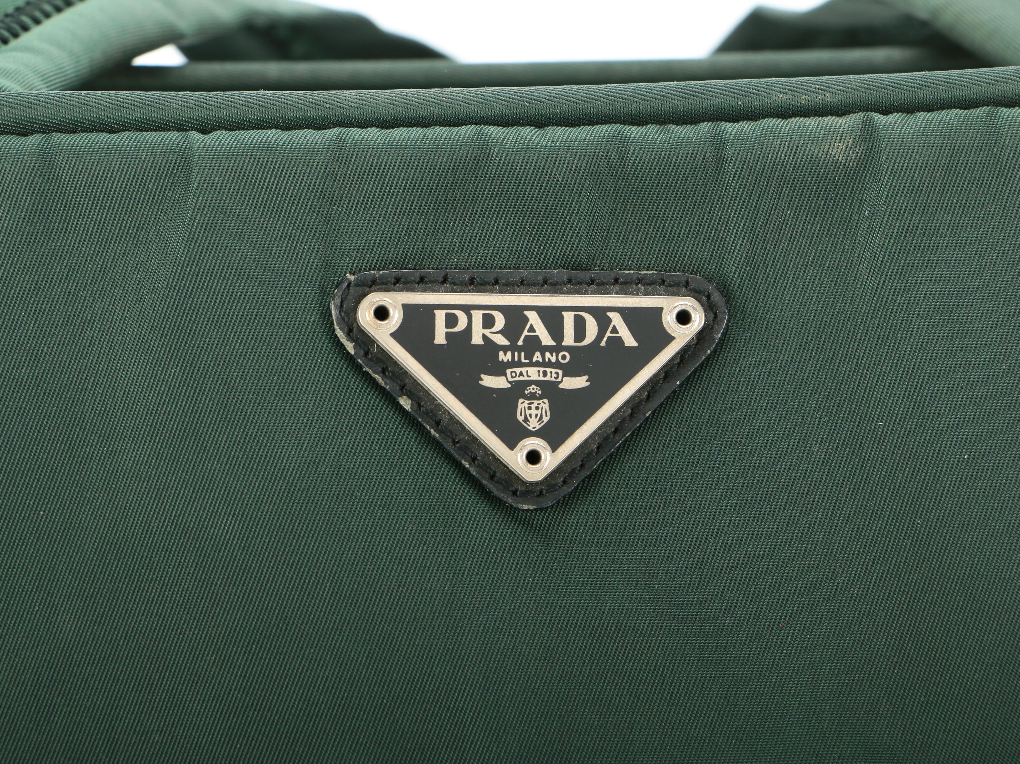 Prada Green Nylon Zip Tote