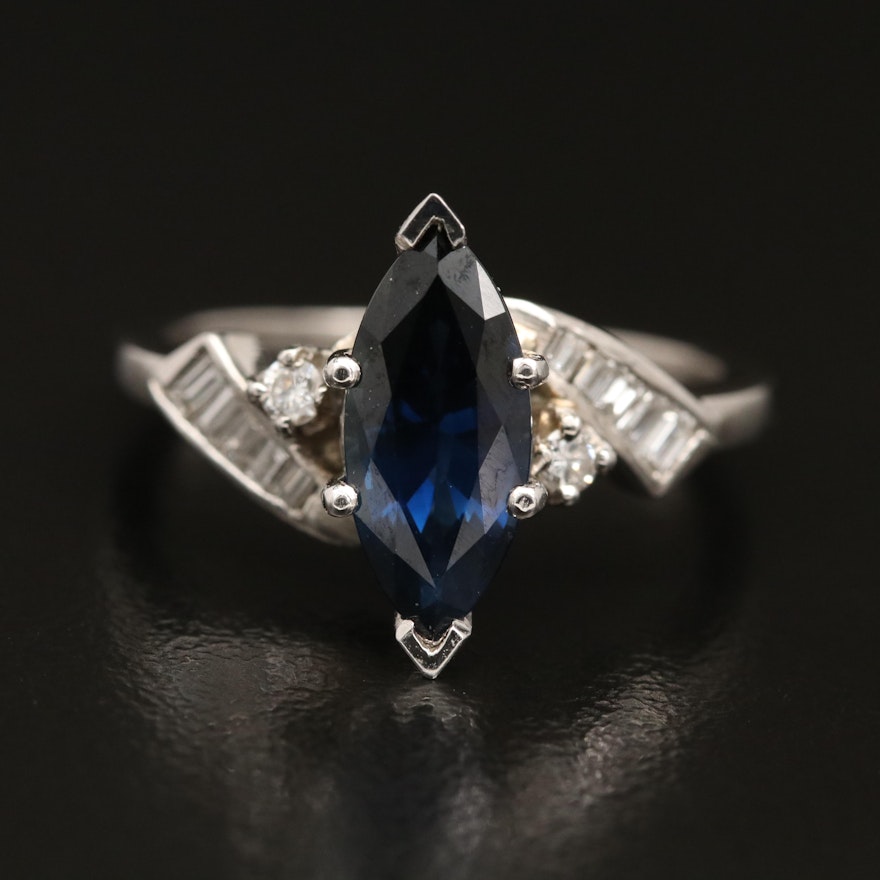 Platinum Sapphire and 0.21 CTW Diamond Ring